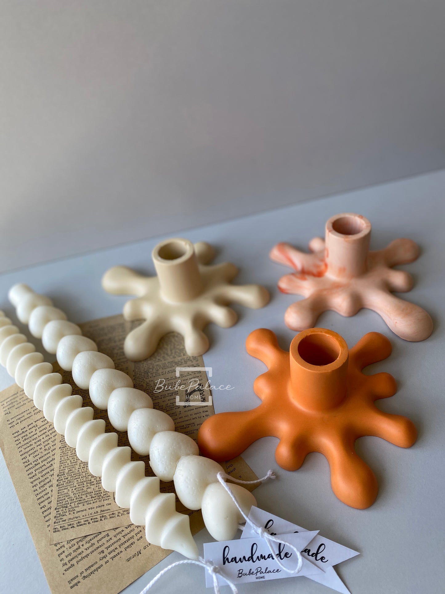 Handcrafted Wax Flowing Taper Candle Holder