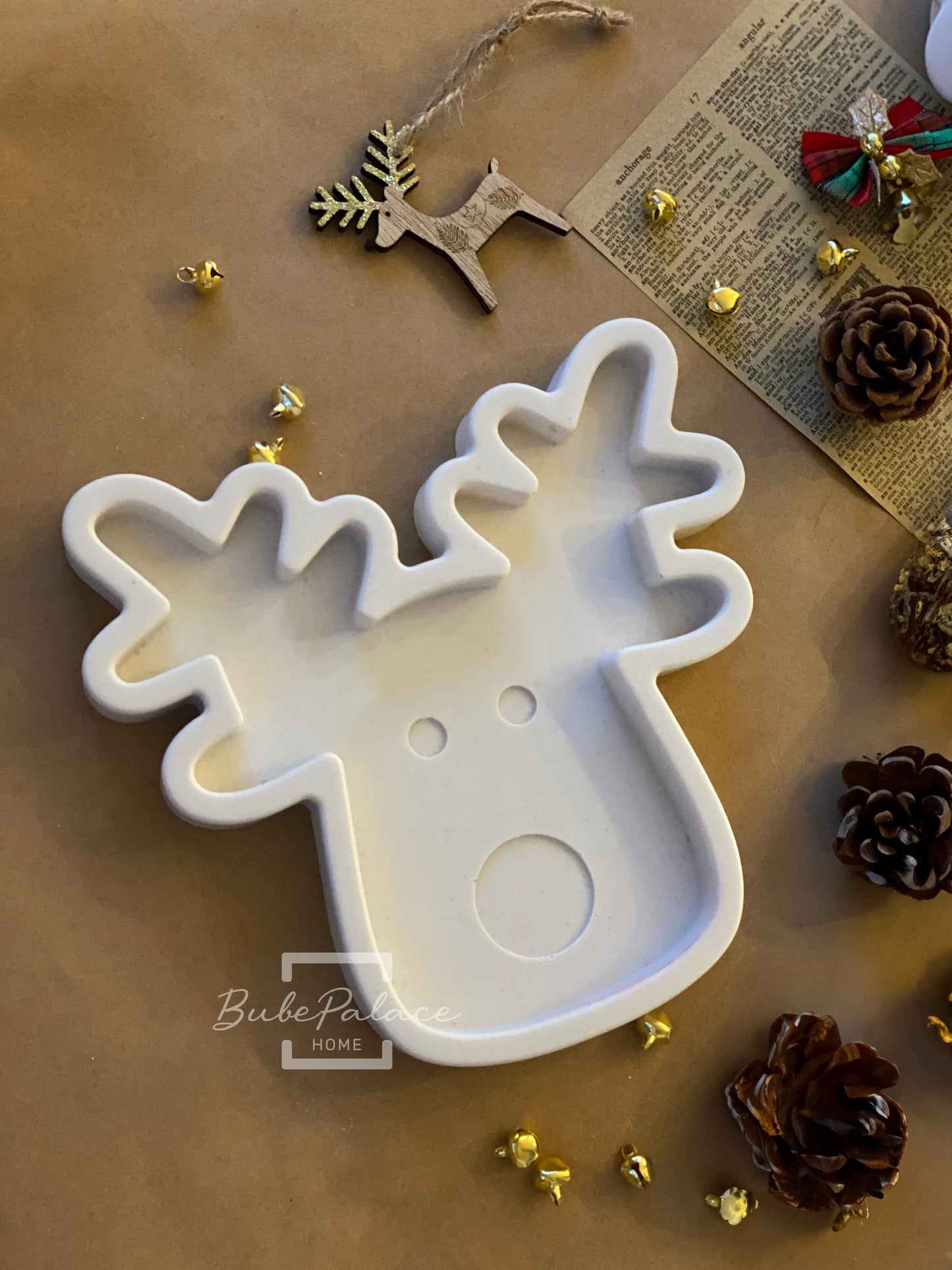 Handcrafted Reindeer Decor Tray