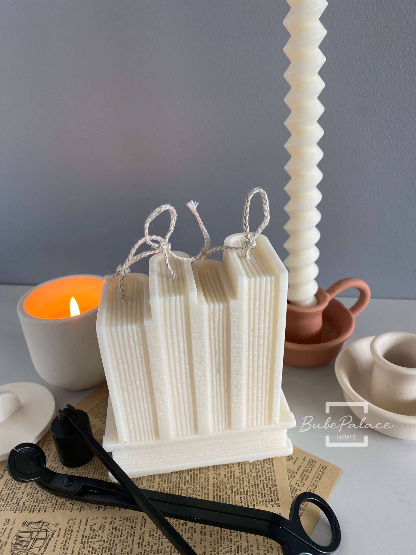 Handcrafted Book Stack Sculptural Candle