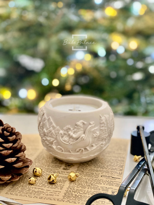 Christmas Embossed Santa & Landscape Container Scented Candle