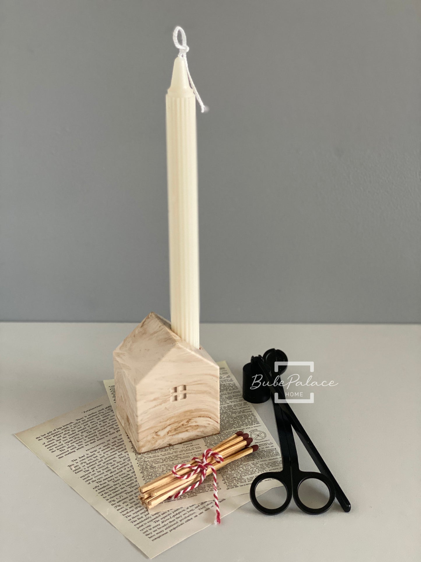 Handcrafted Small House-Shaped Matchstick / Candlestick Holder (Includes 10 Matches & Striking Pads)