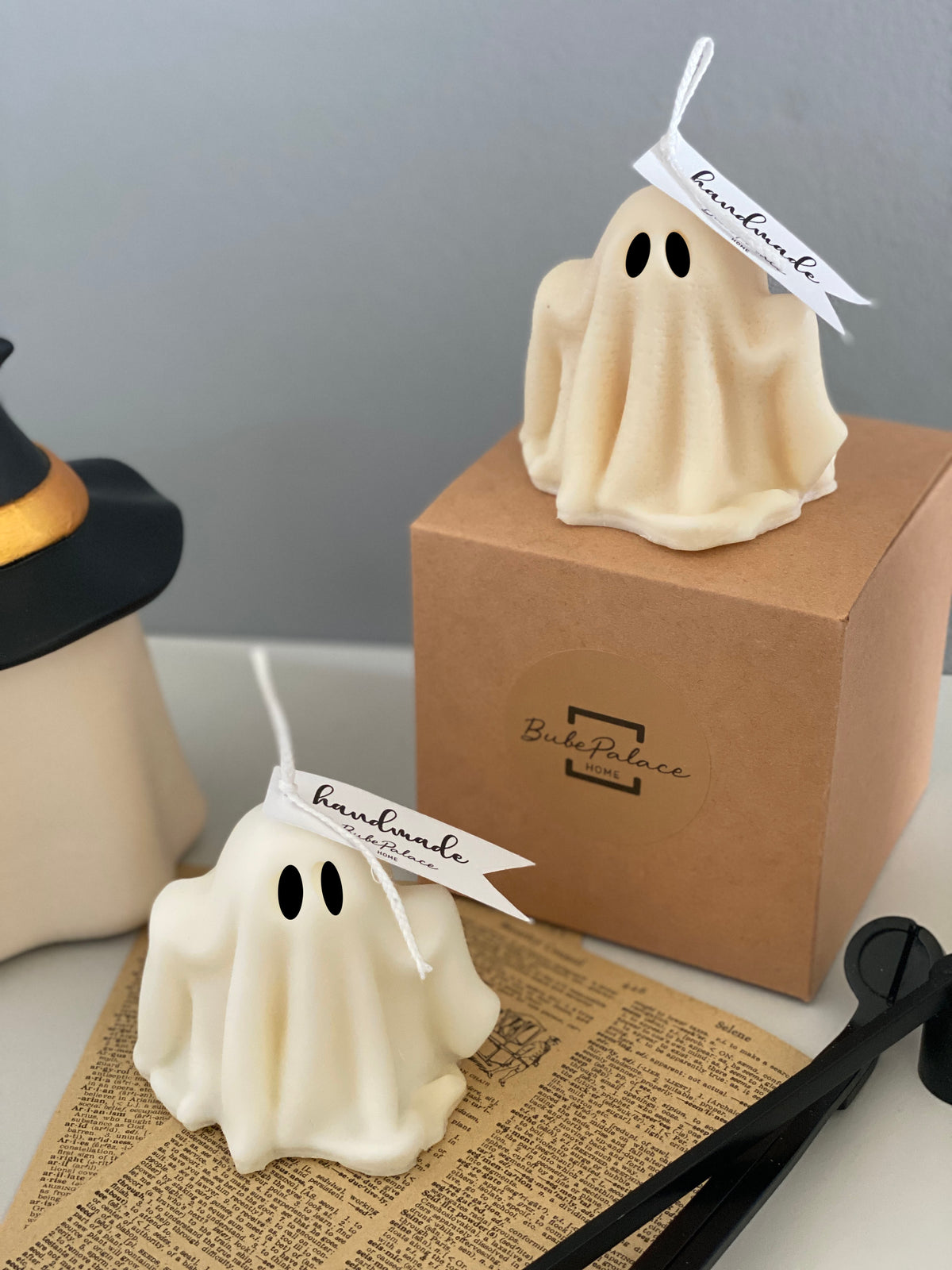 Ghost Halloween Pillar Candle