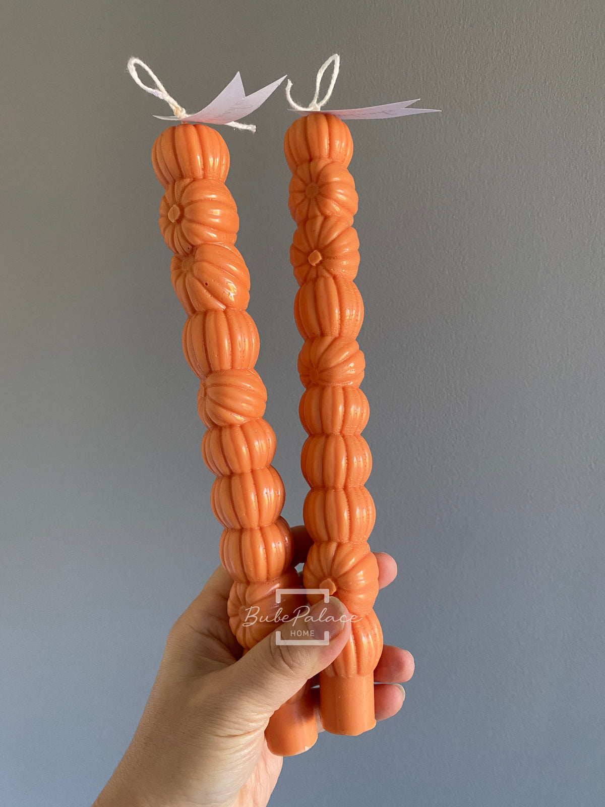 Pumpkin Taper Candle & Pumpkin Taper Candle Holder Gift Set - Set of 2