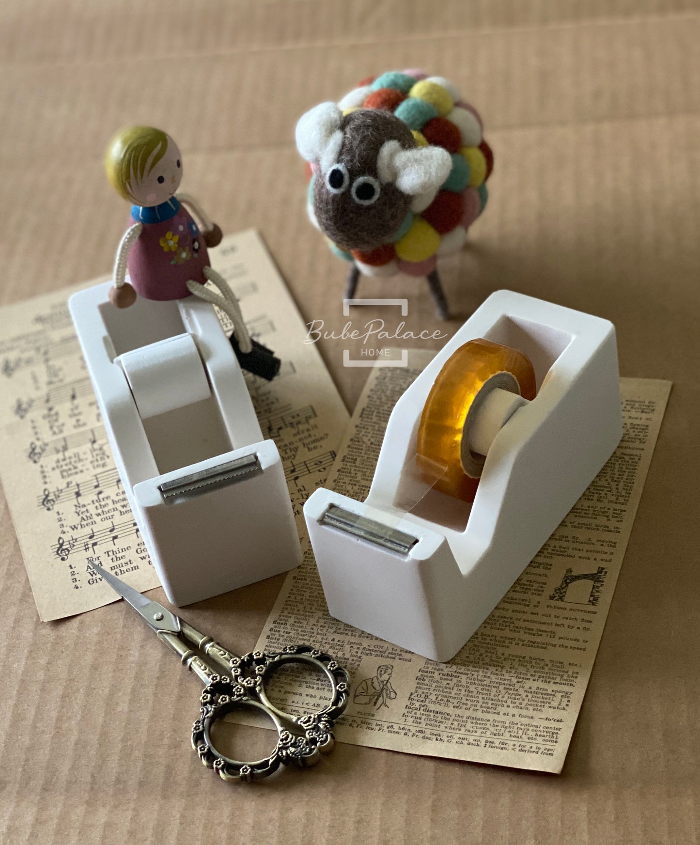 Handmade stone office tape dispenser