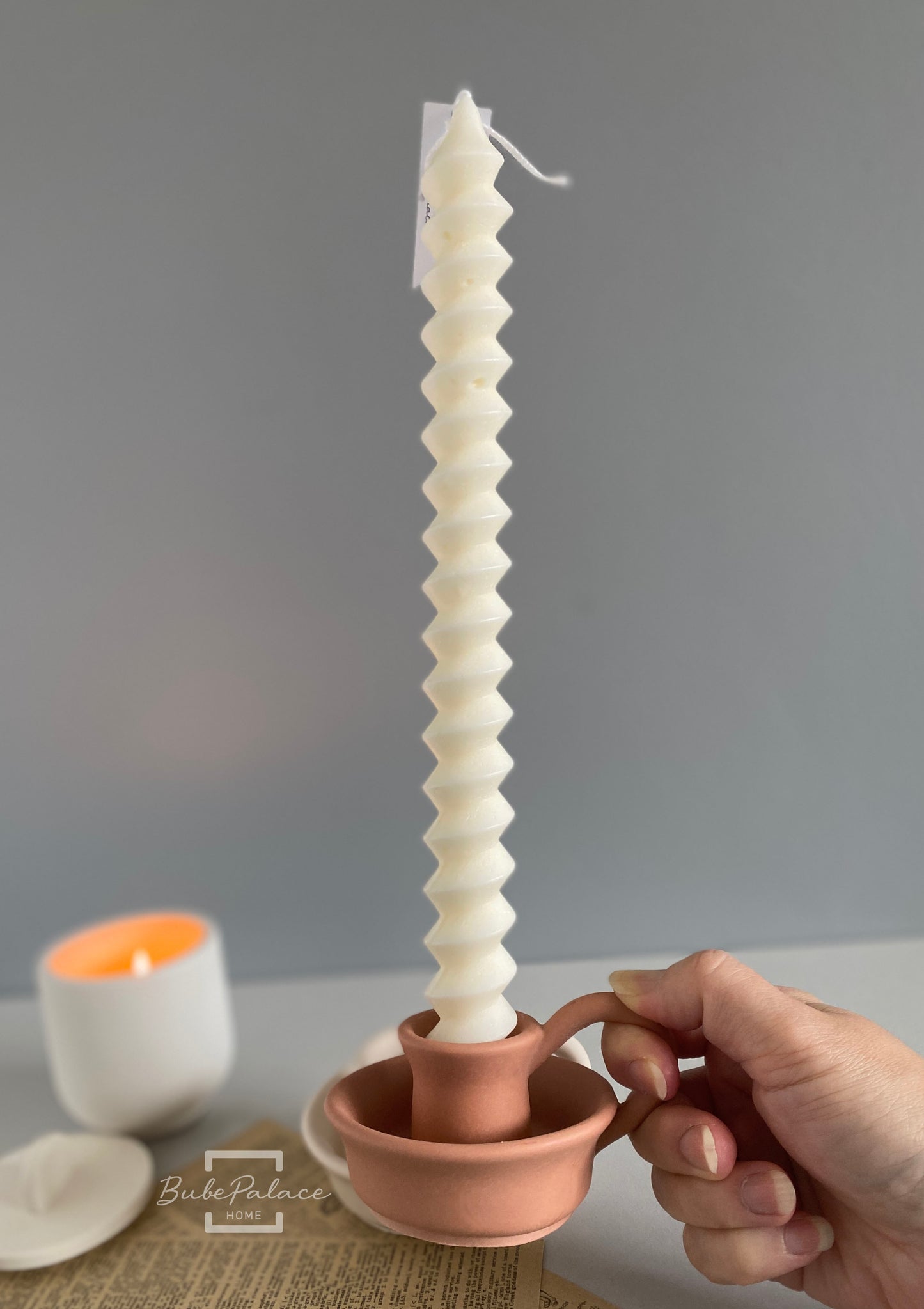 Handcrafted Vintage Teacup Shaped Taper Candle Holder