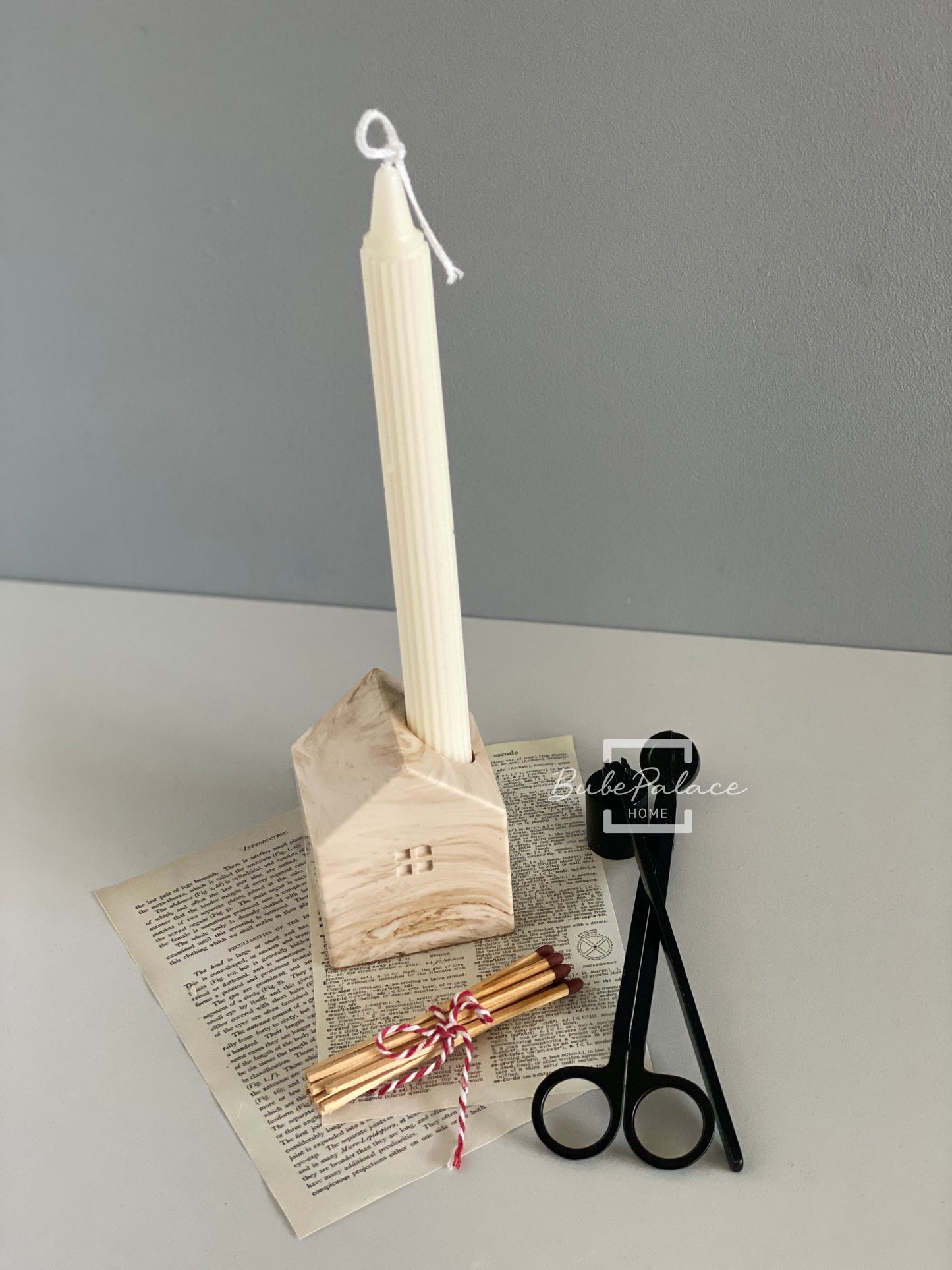 Handcrafted Small House-Shaped Matchstick / Candlestick Holder (Includes 10 Matches & Striking Pads)