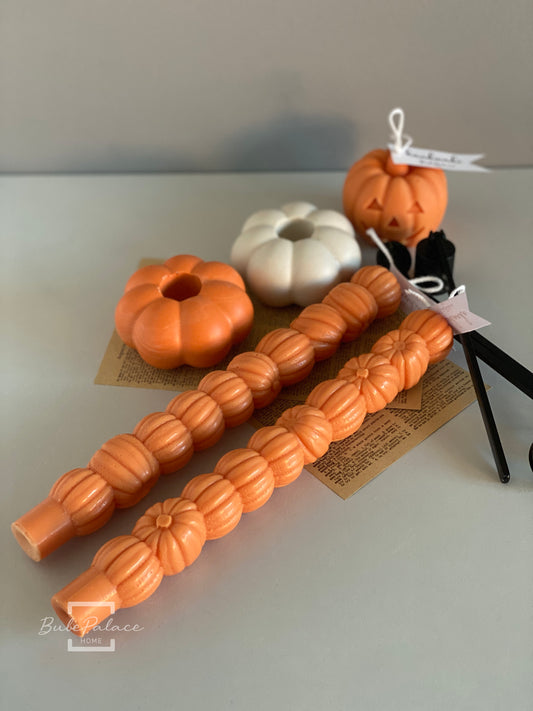 Pumpkin Taper Candle & Pumpkin Taper Candle Holder Gift Set - Set of 2