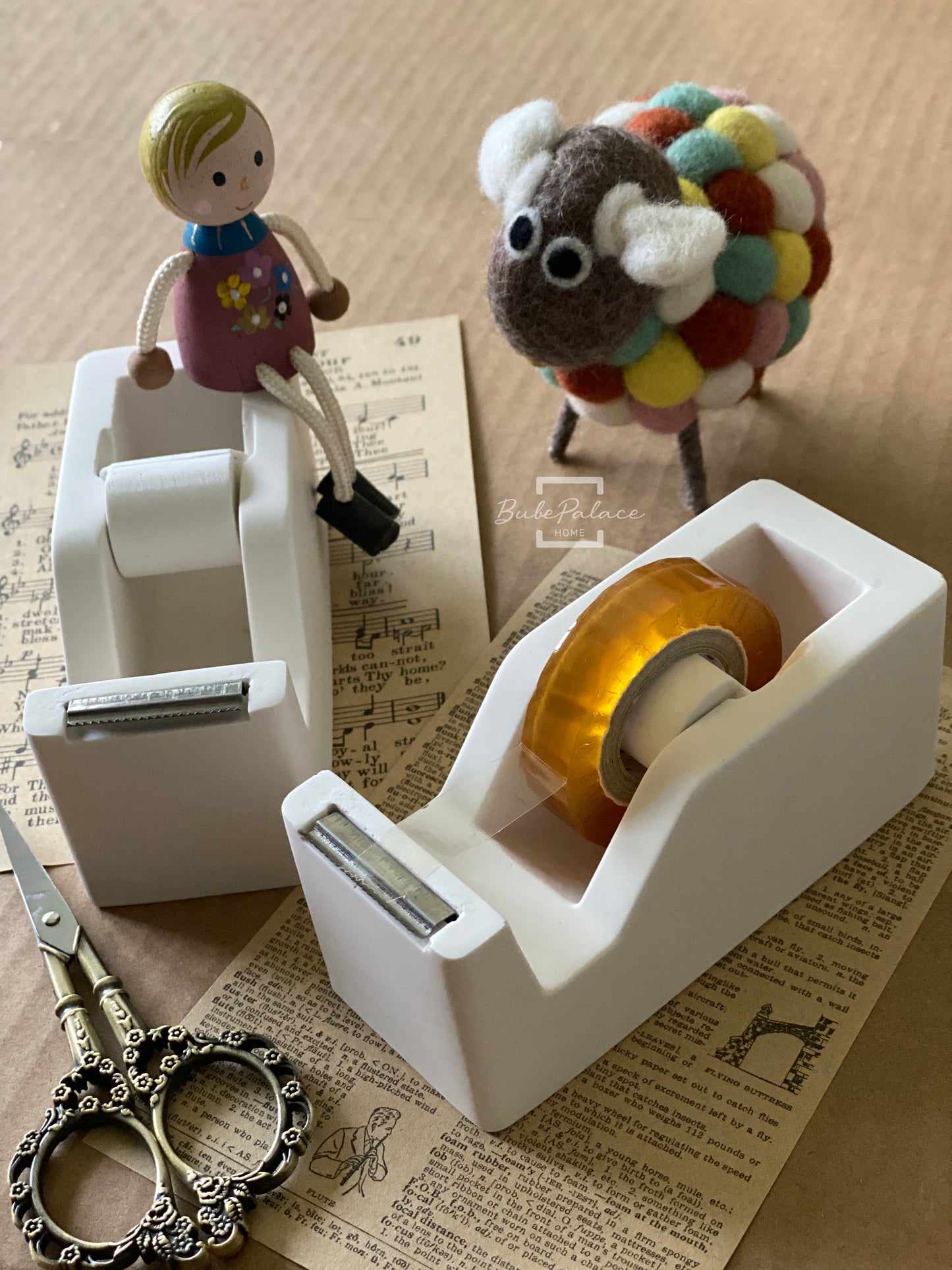 Handmade stone office tape dispenser