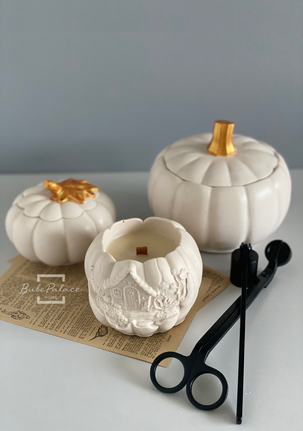 Handcrafted Pumpkin Cottage Container Candle