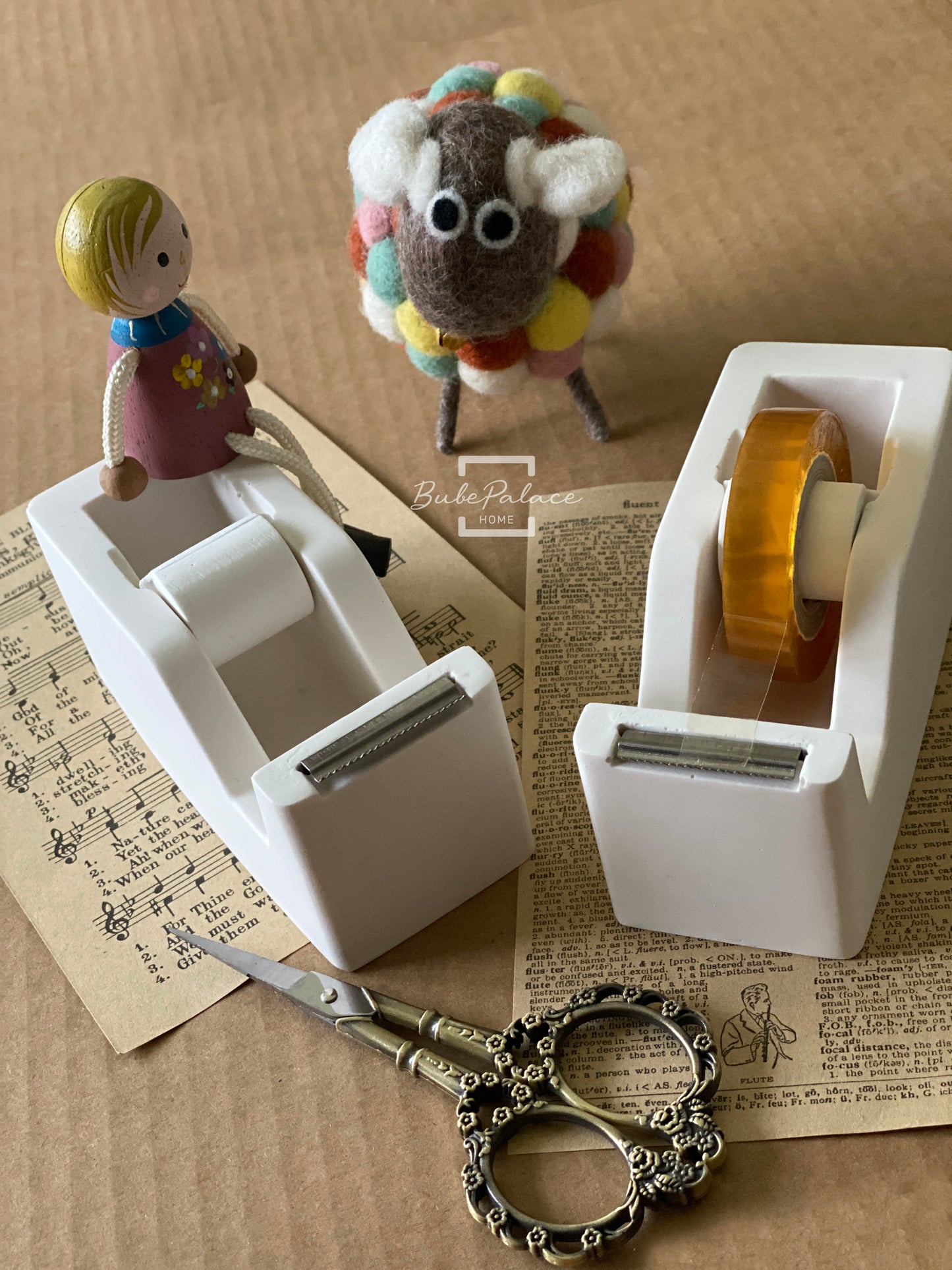 Handmade stone office tape dispenser