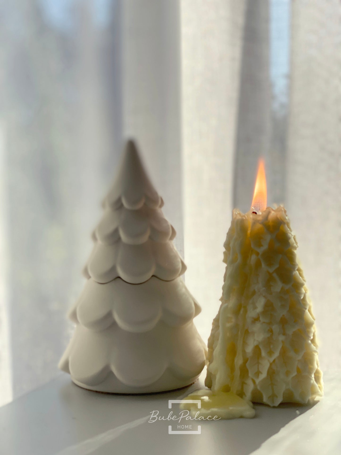 Christmas Tree-Shaped Candle with Lid