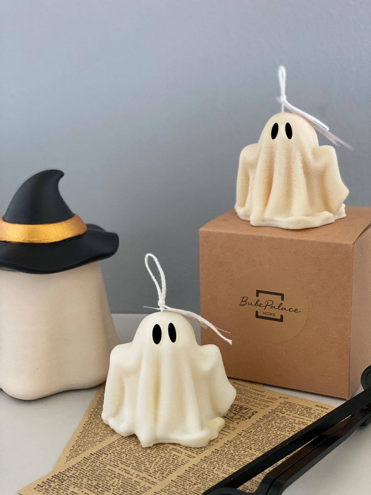 Ghost Halloween Pillar Candle