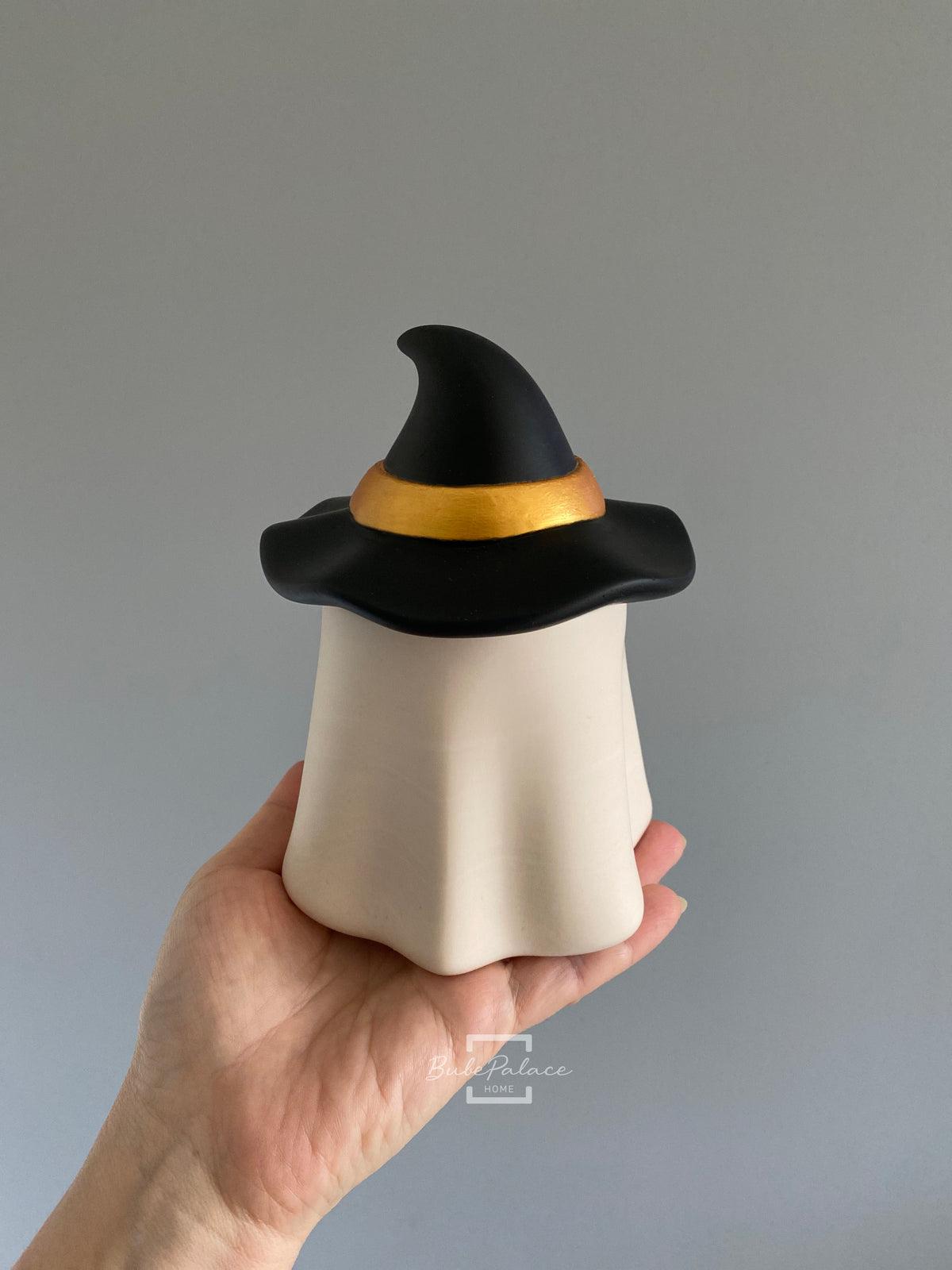 Handcrafted Halloween Witch Hat Ghost Candle