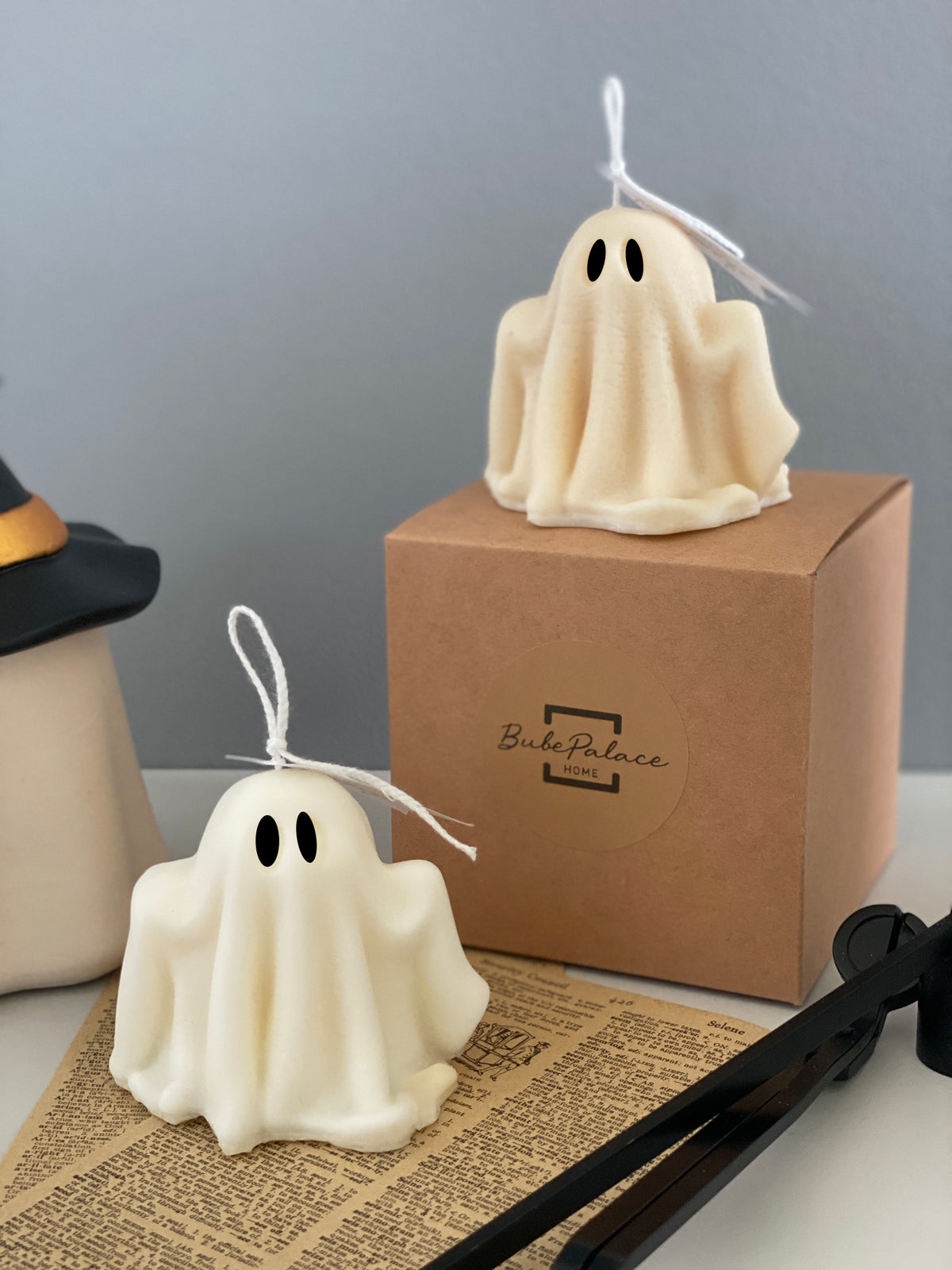 Ghost Halloween Pillar Candle