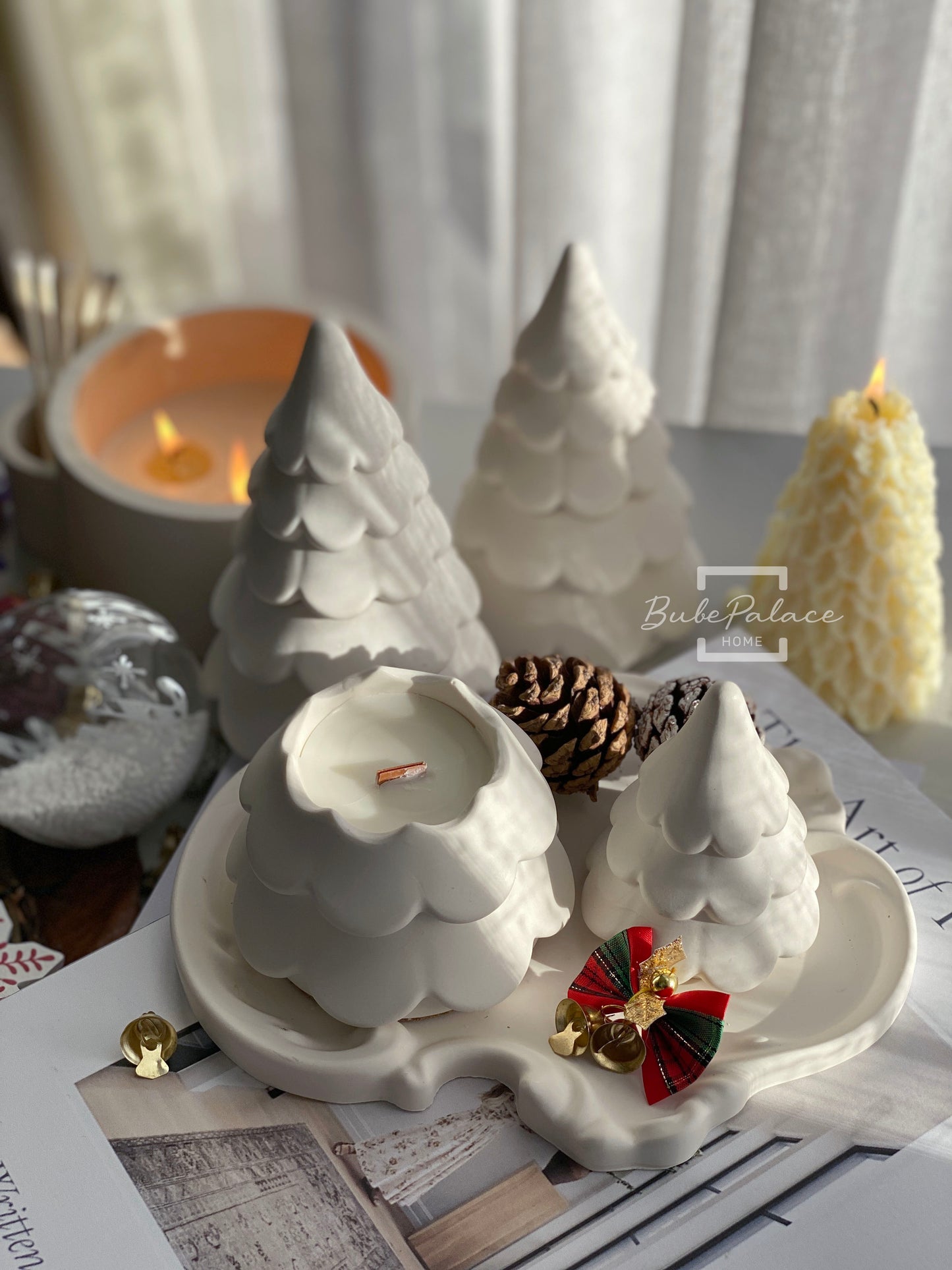 Christmas Tree-Shaped Candle with Lid