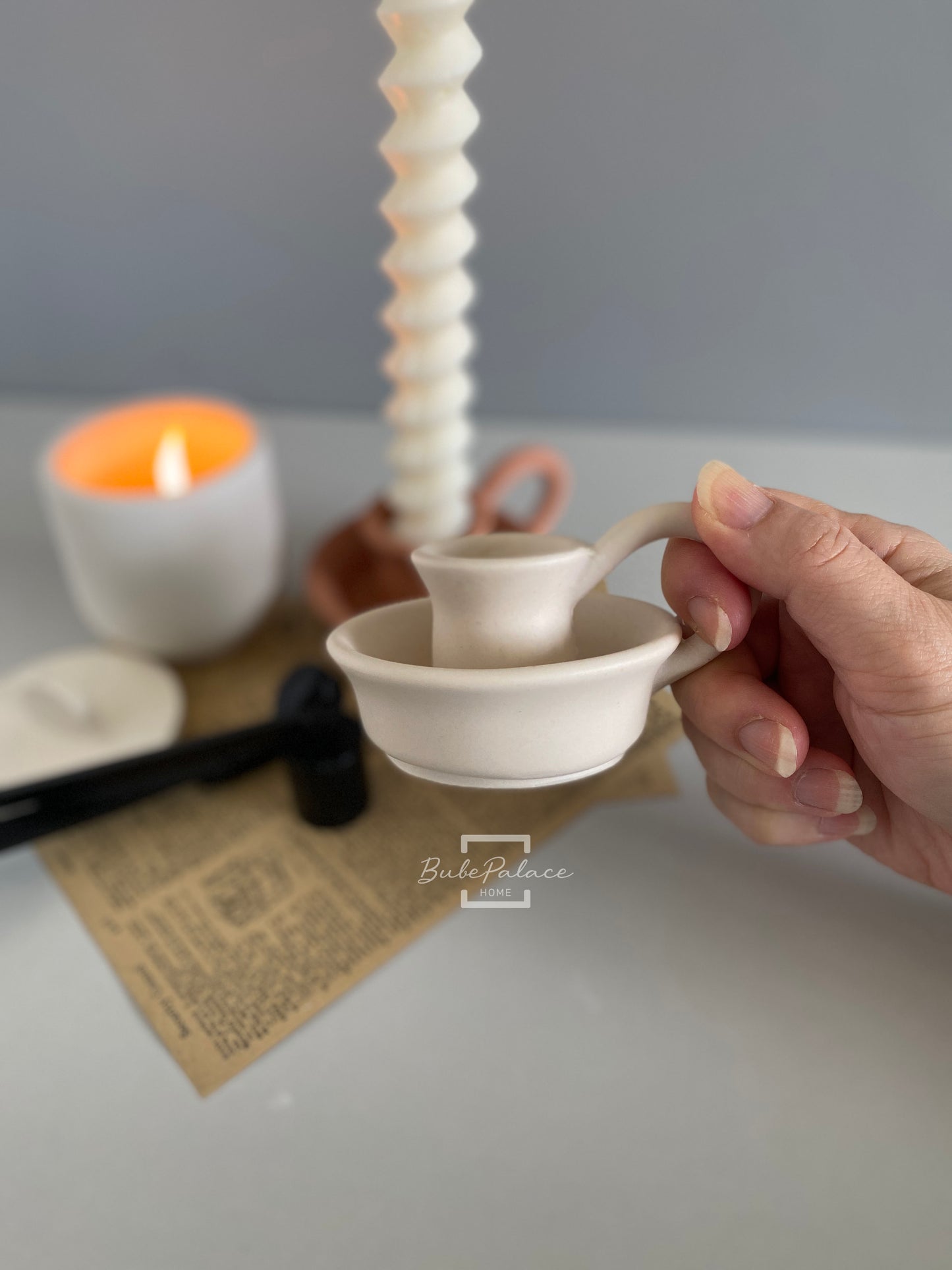 Handcrafted Vintage Teacup Shaped Taper Candle Holder