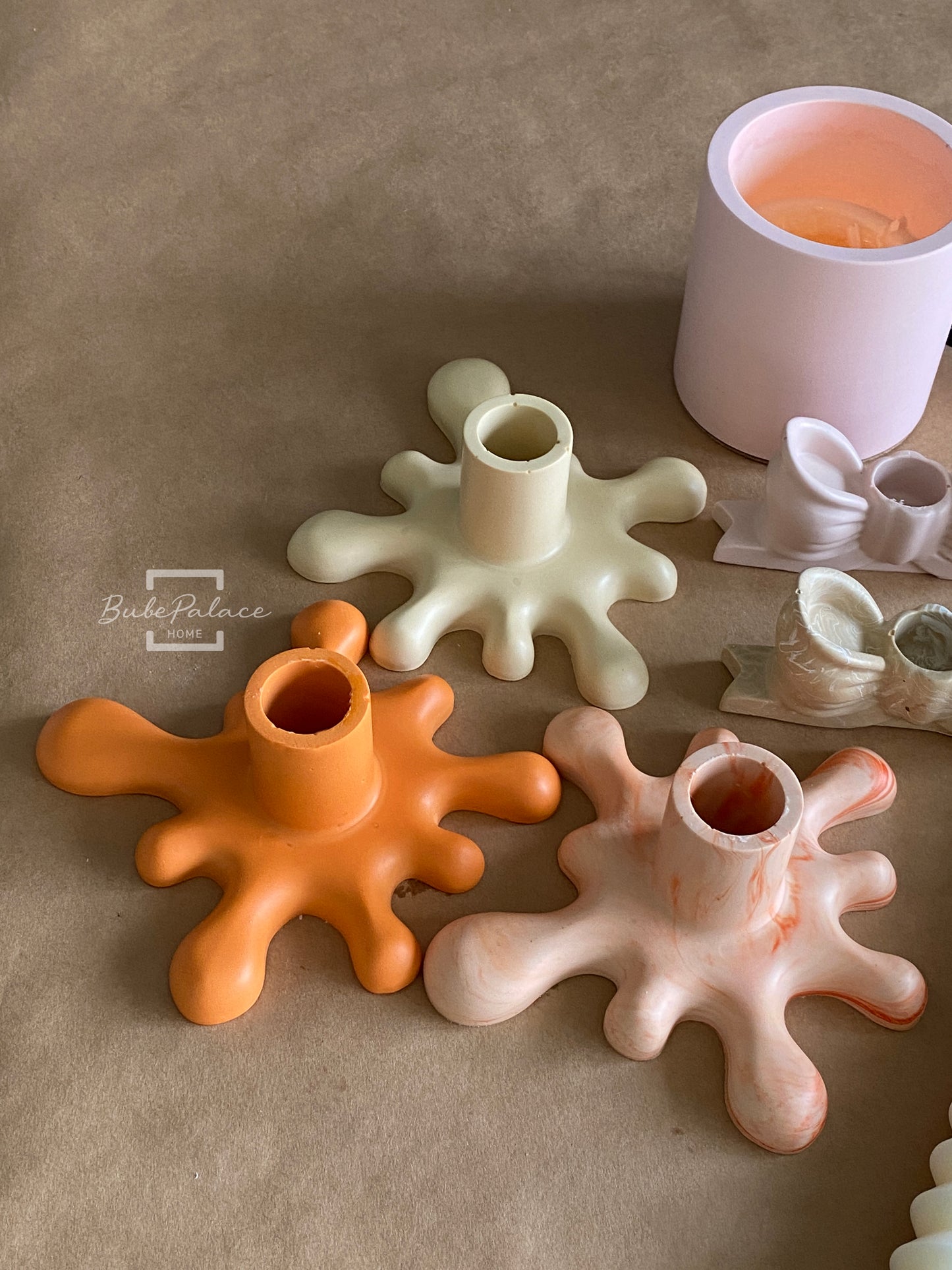 Handcrafted Wax Flowing Taper Candle Holder