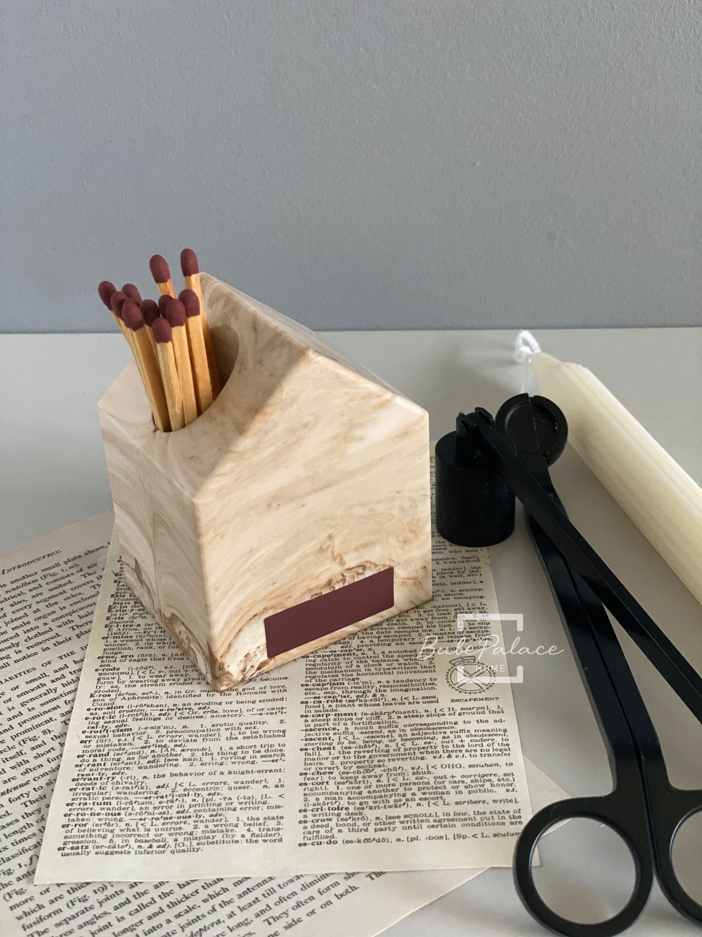 Handcrafted Small House-Shaped Matchstick / Candlestick Holder (Includes 10 Matches & Striking Pads)