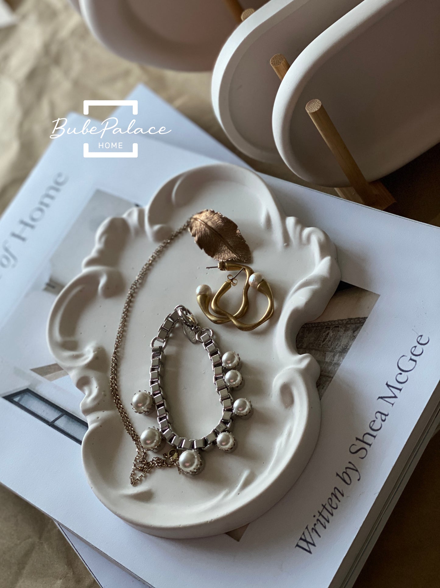 Vintage European style lace embossed tray