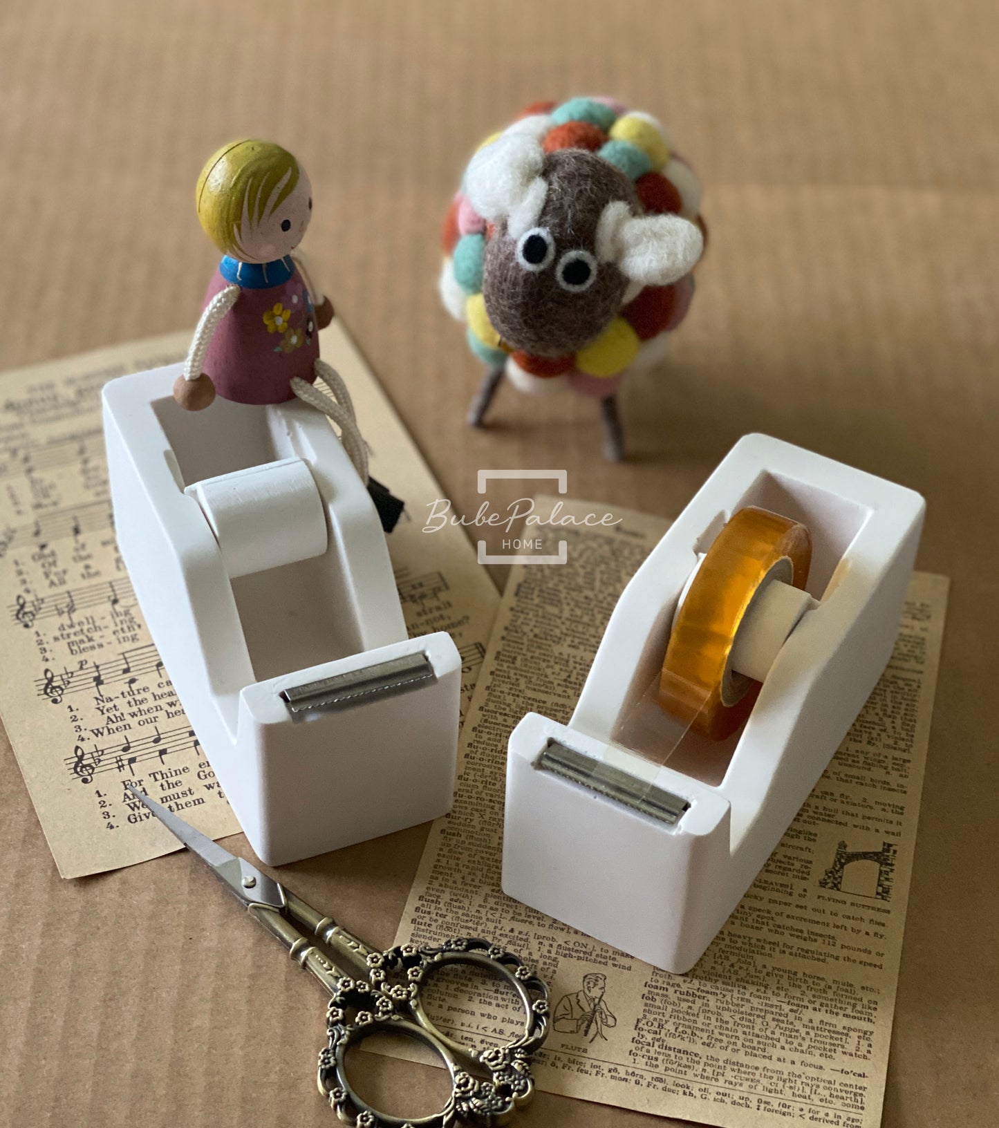 Handmade stone office tape dispenser