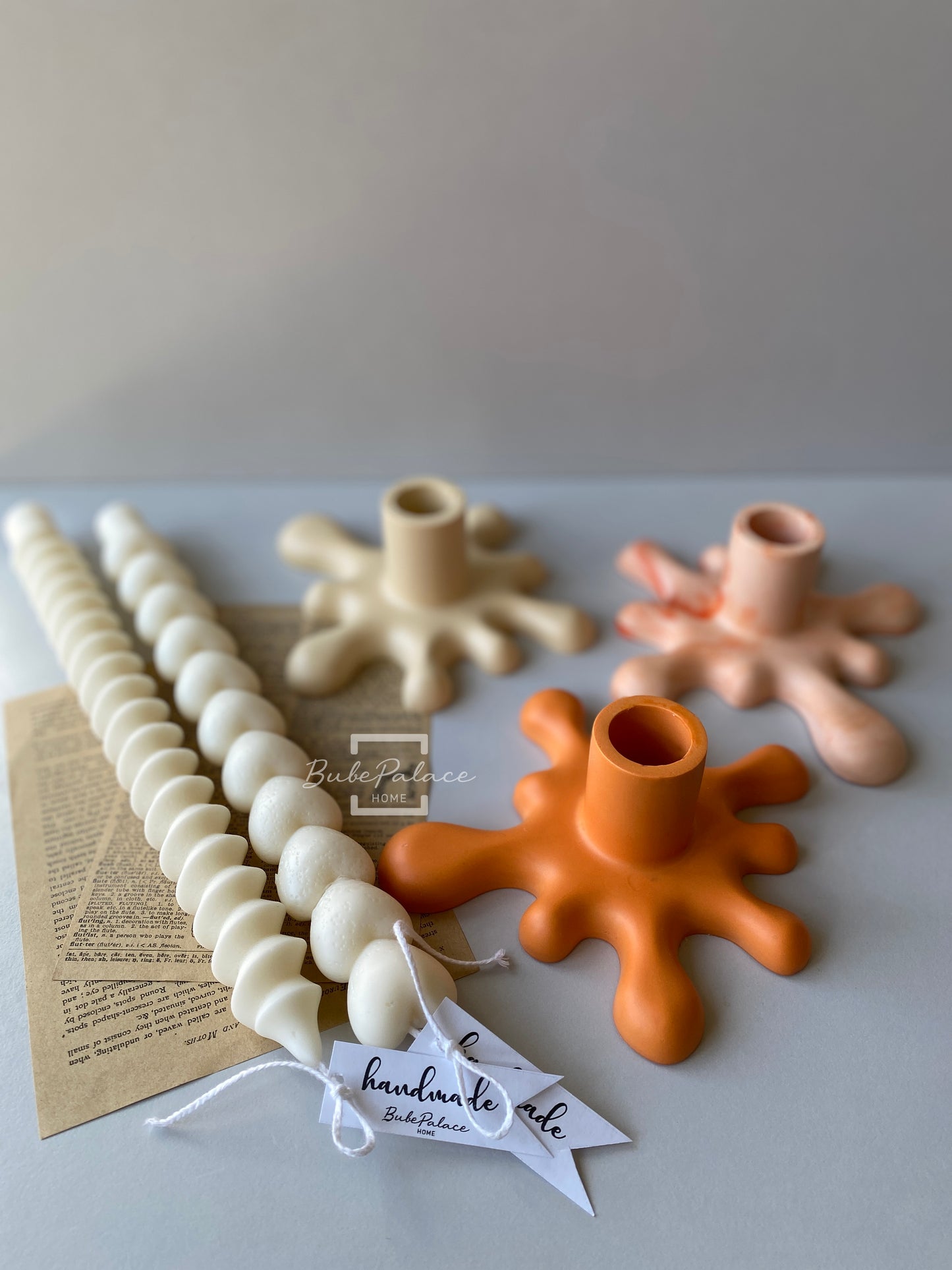 Handcrafted Wax Flowing Taper Candle Holder