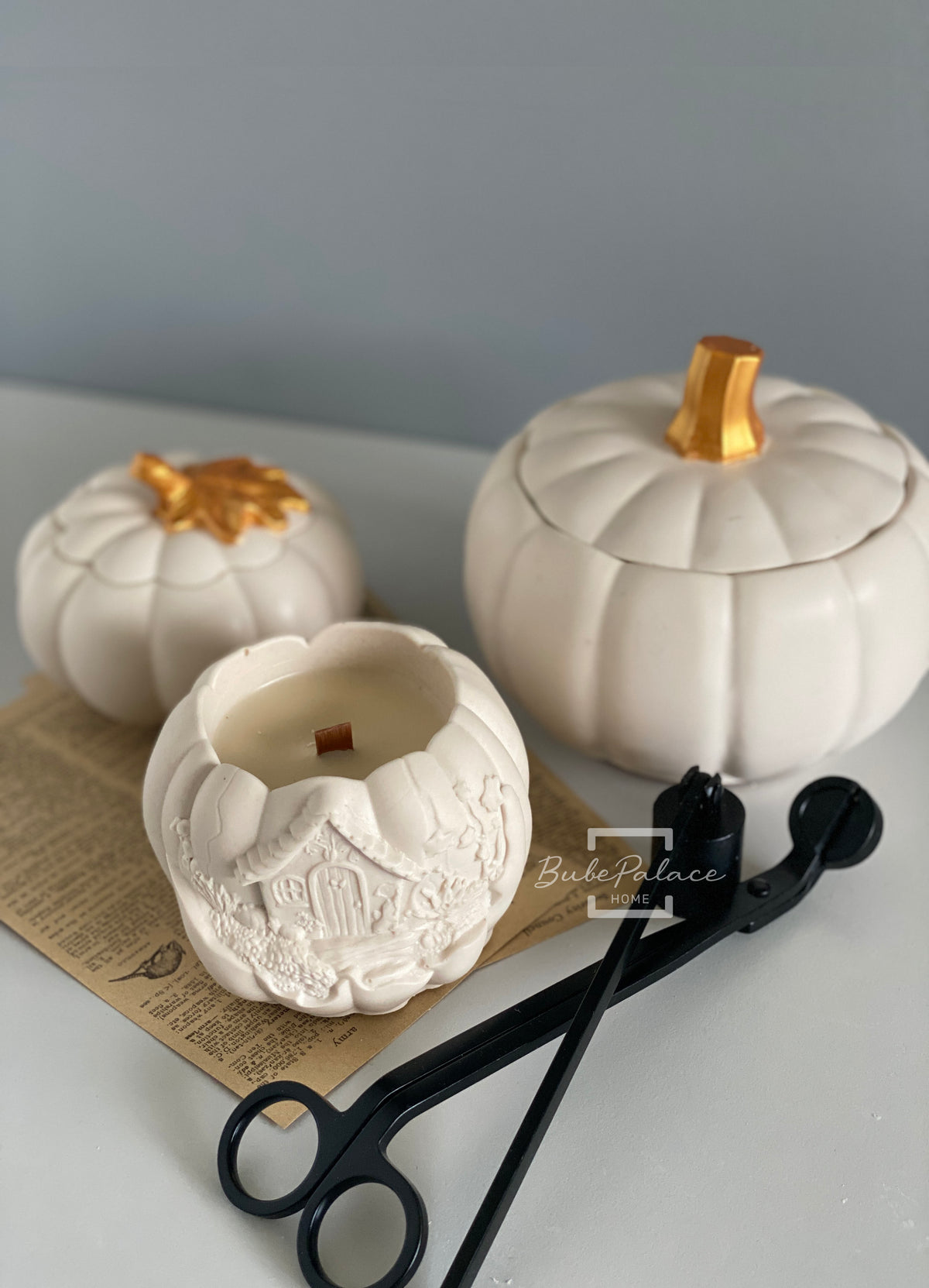 Handcrafted Pumpkin Cottage Container Candle