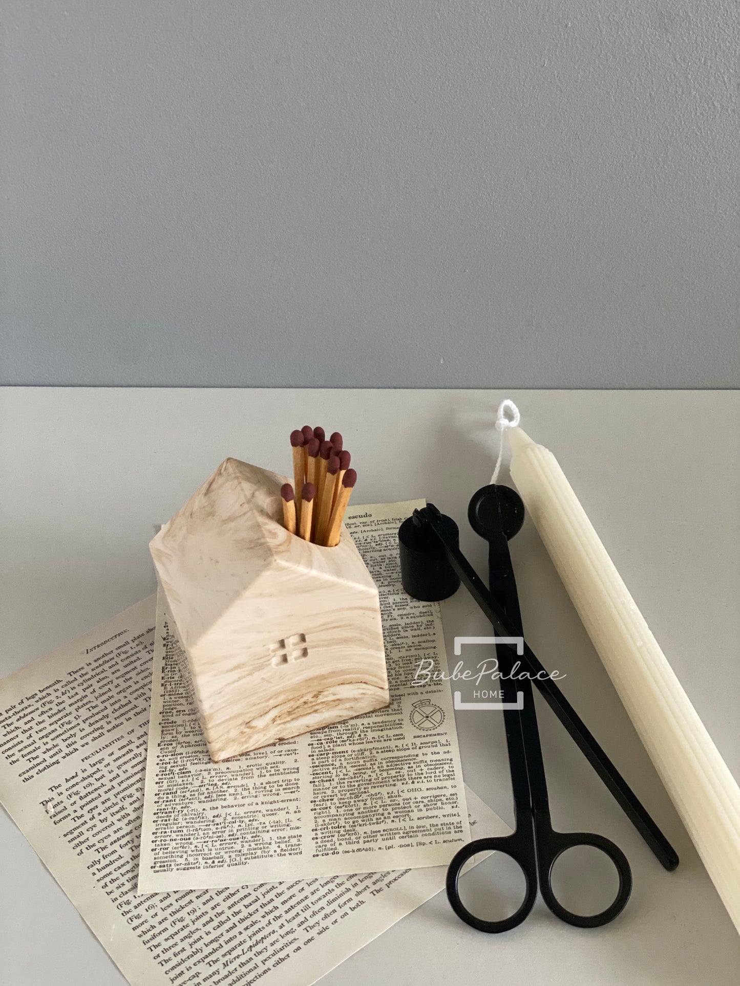 Handcrafted Small House-Shaped Matchstick / Candlestick Holder (Includes 10 Matches & Striking Pads)