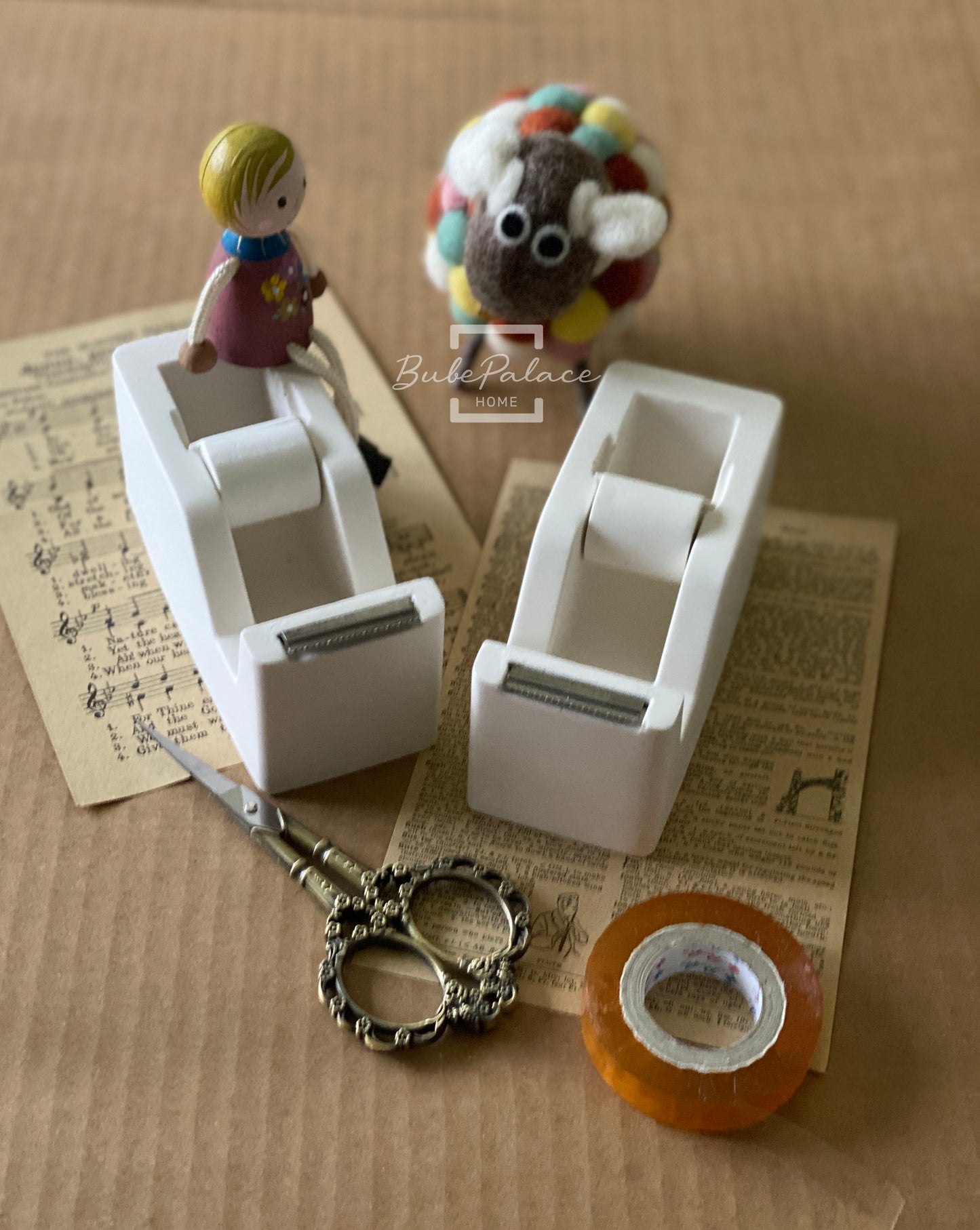 Handmade stone office tape dispenser