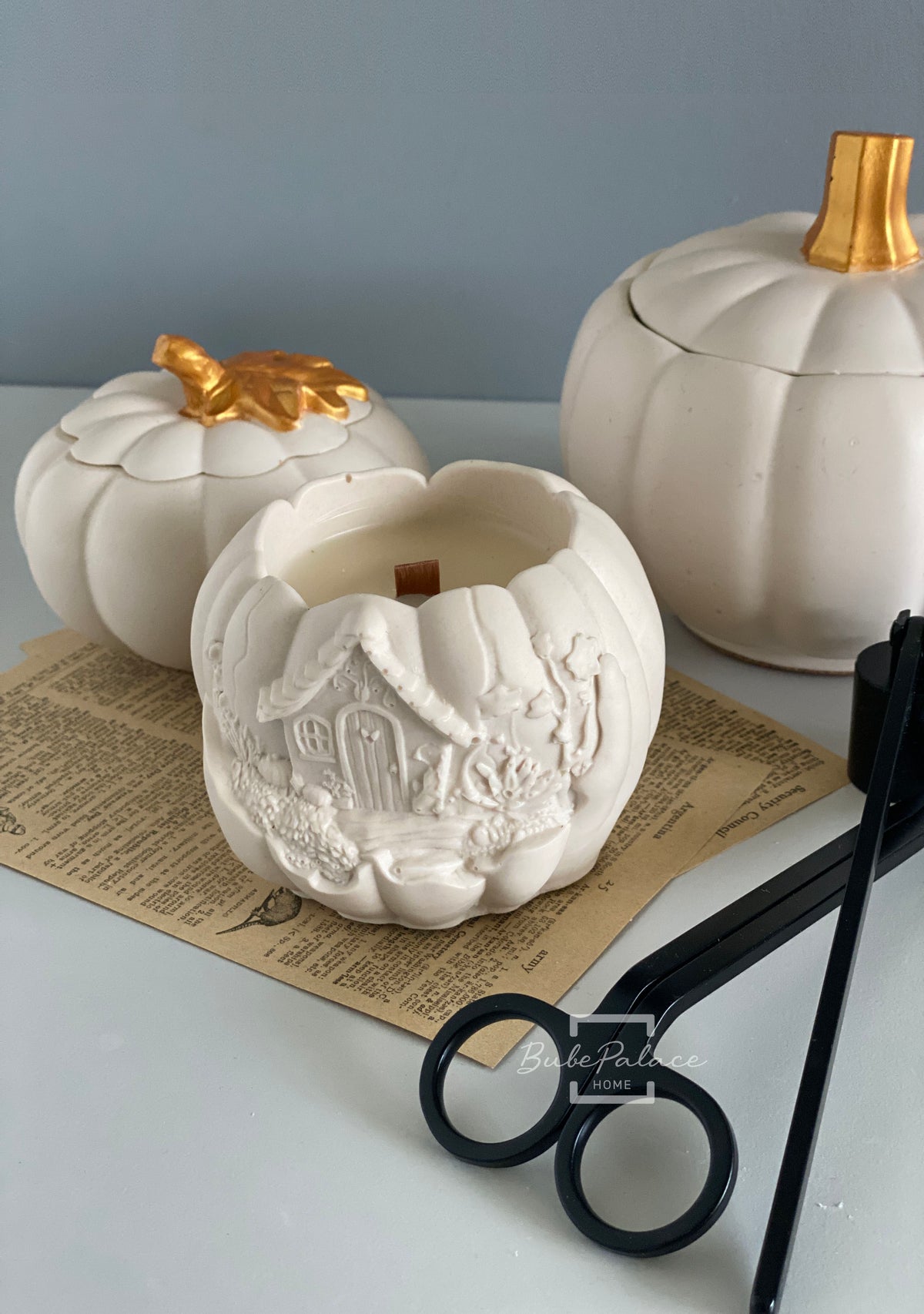 Handcrafted Pumpkin Cottage Container Candle