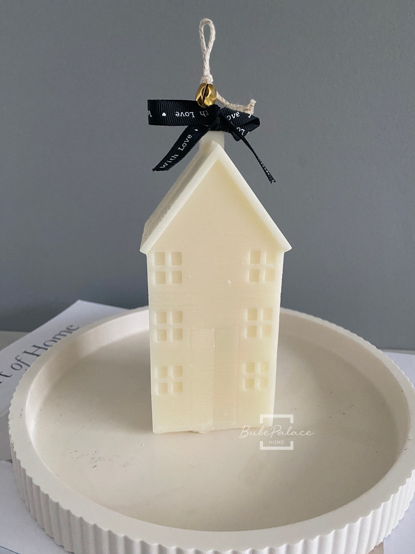 Large ribbed decor round tray