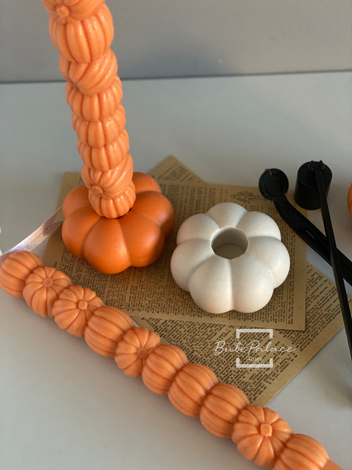 Pumpkin Taper Candle & Pumpkin Taper Candle Holder Gift Set - Set of 2