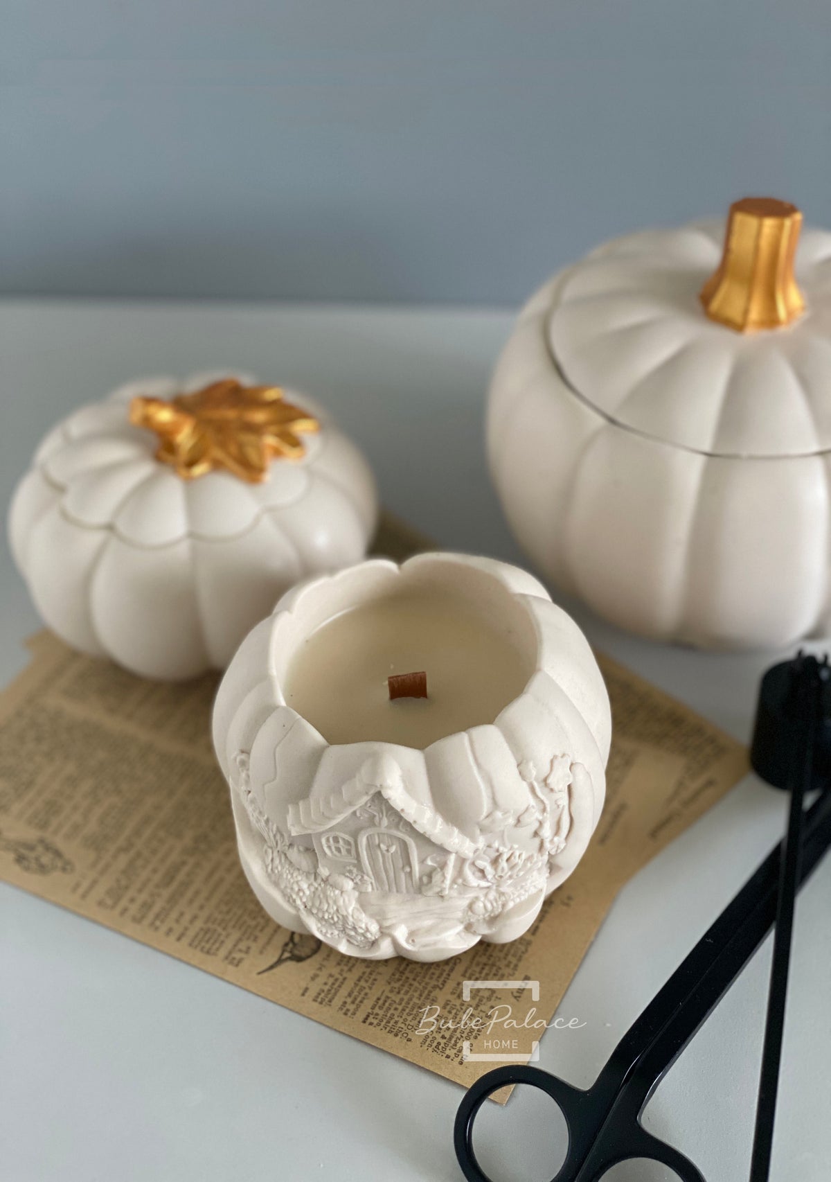Handcrafted Pumpkin Cottage Container Candle