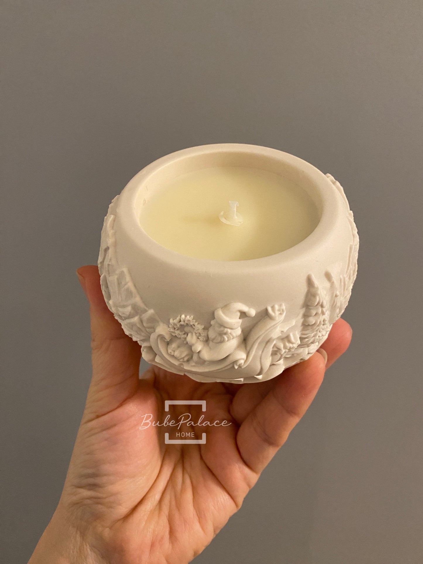 Christmas Embossed Santa & Landscape Container Scented Candle