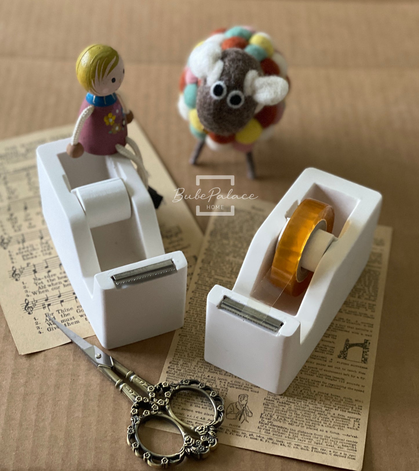 Handmade stone office tape dispenser