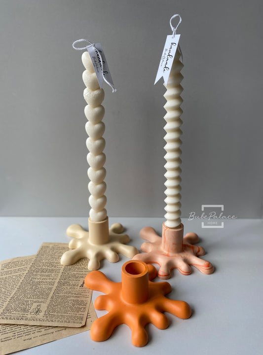 Handcrafted Wax Flowing Taper Candle Holder