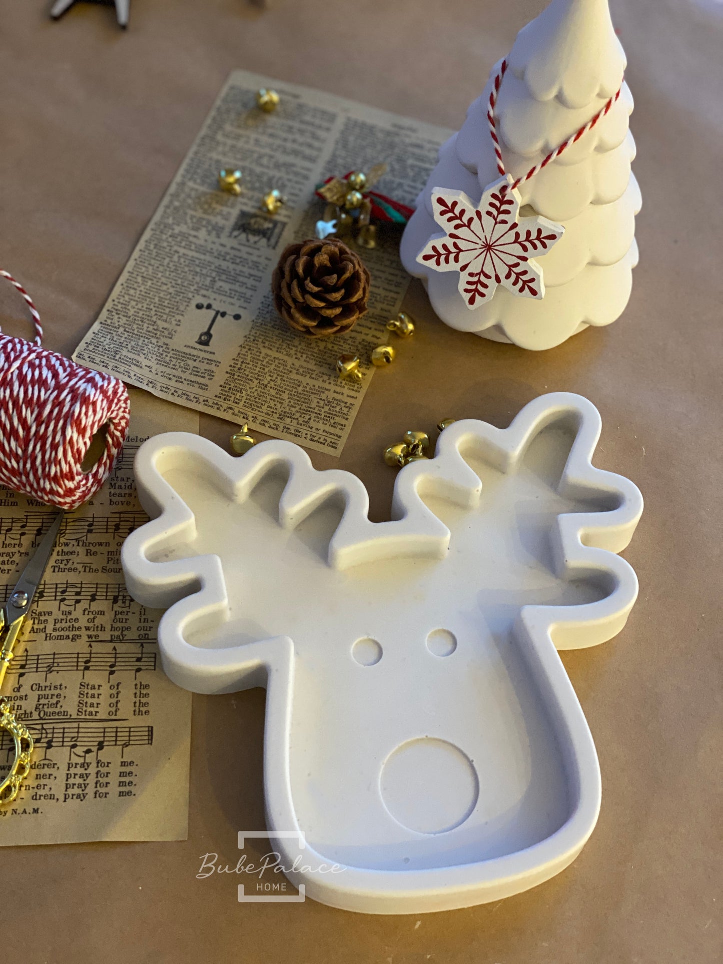 Handcrafted Reindeer Decor Tray