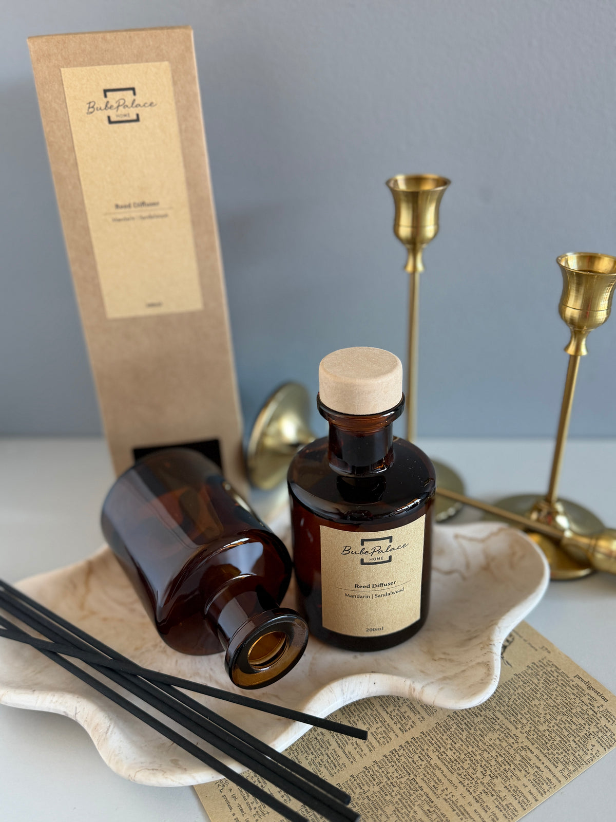 Highly scented luxury reed diffuser with amber bottle | 200ml