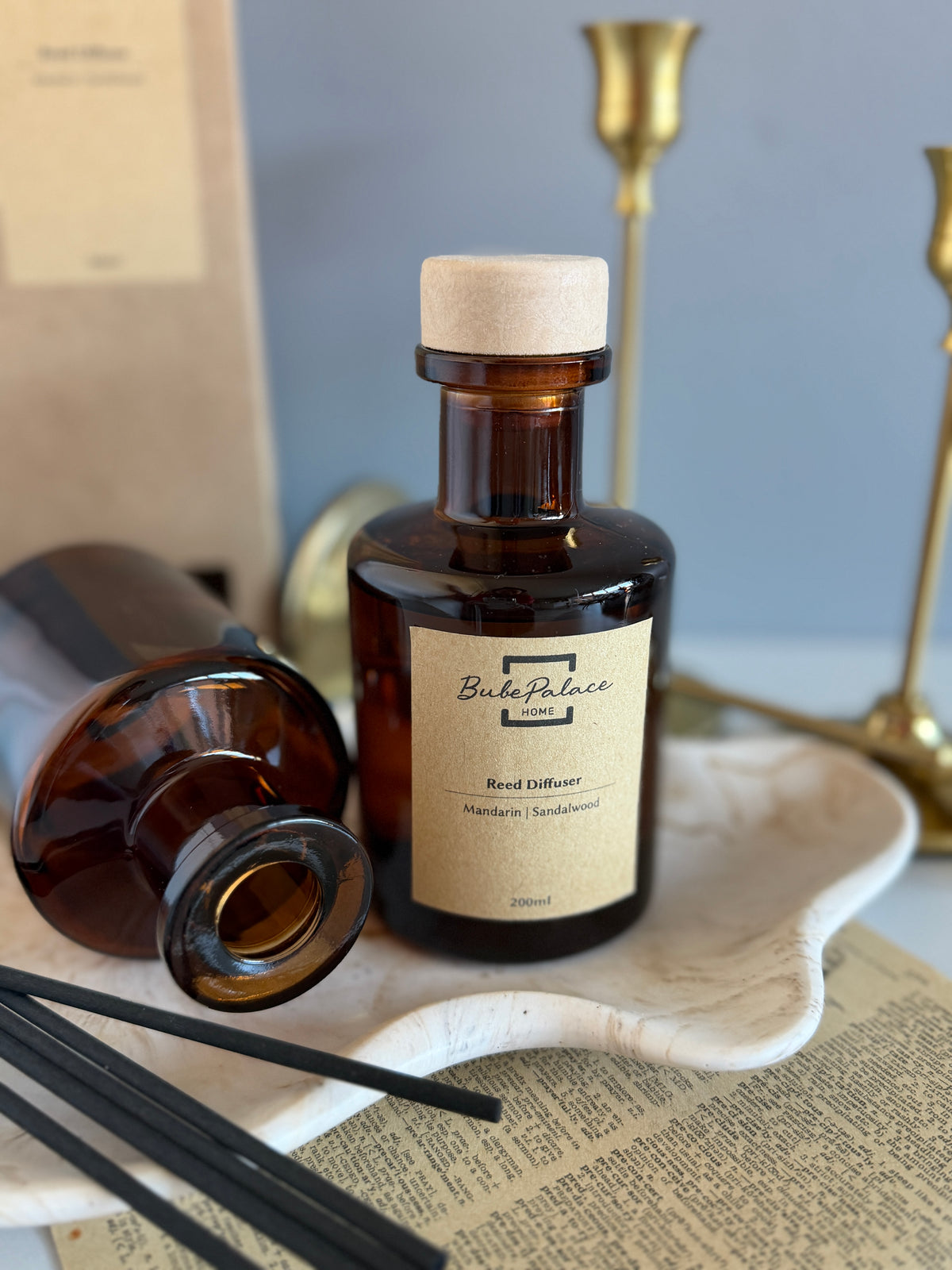 Highly scented luxury reed diffuser with amber bottle | 200ml