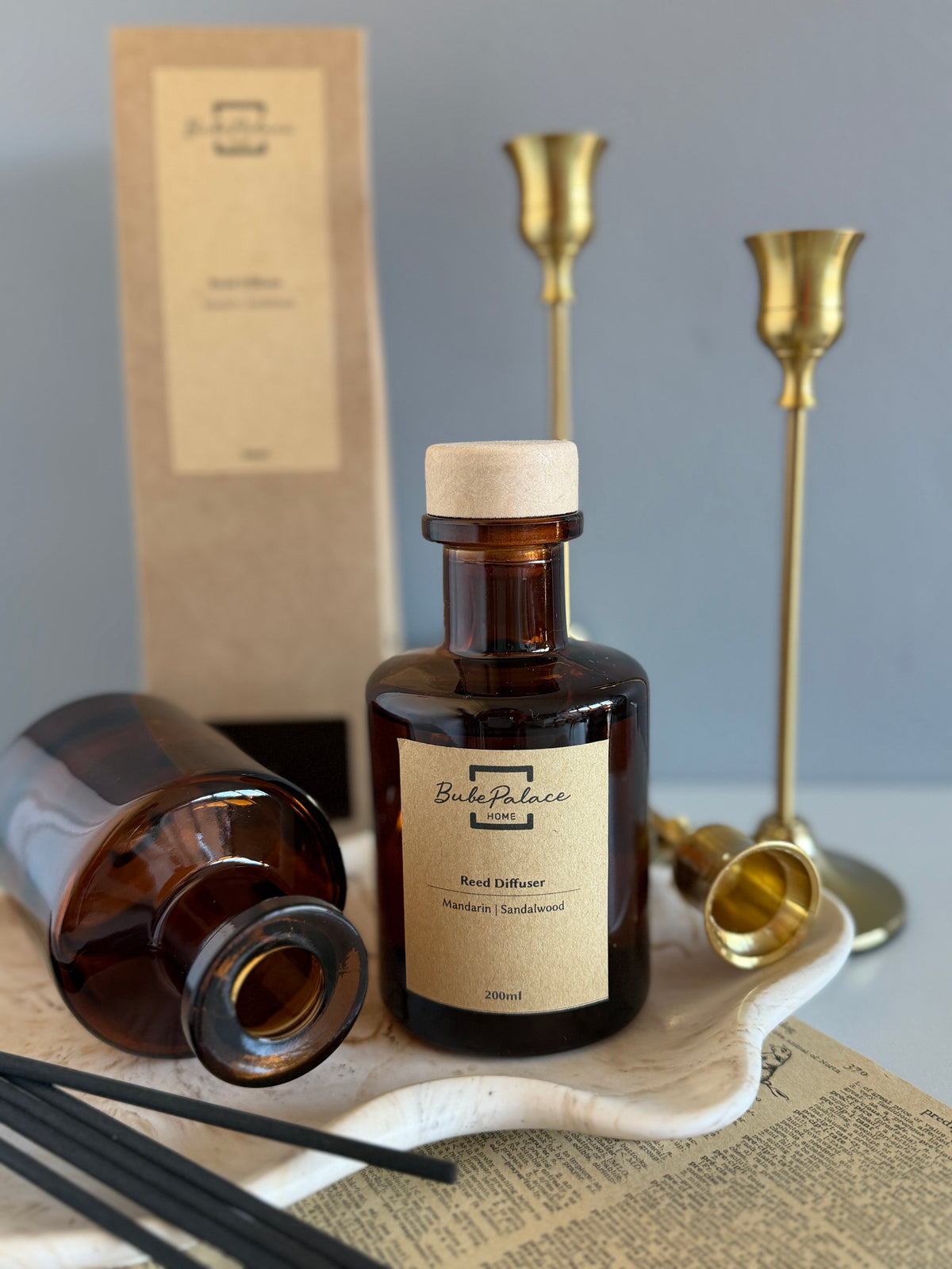 Highly scented luxury reed diffuser with amber bottle | 200ml