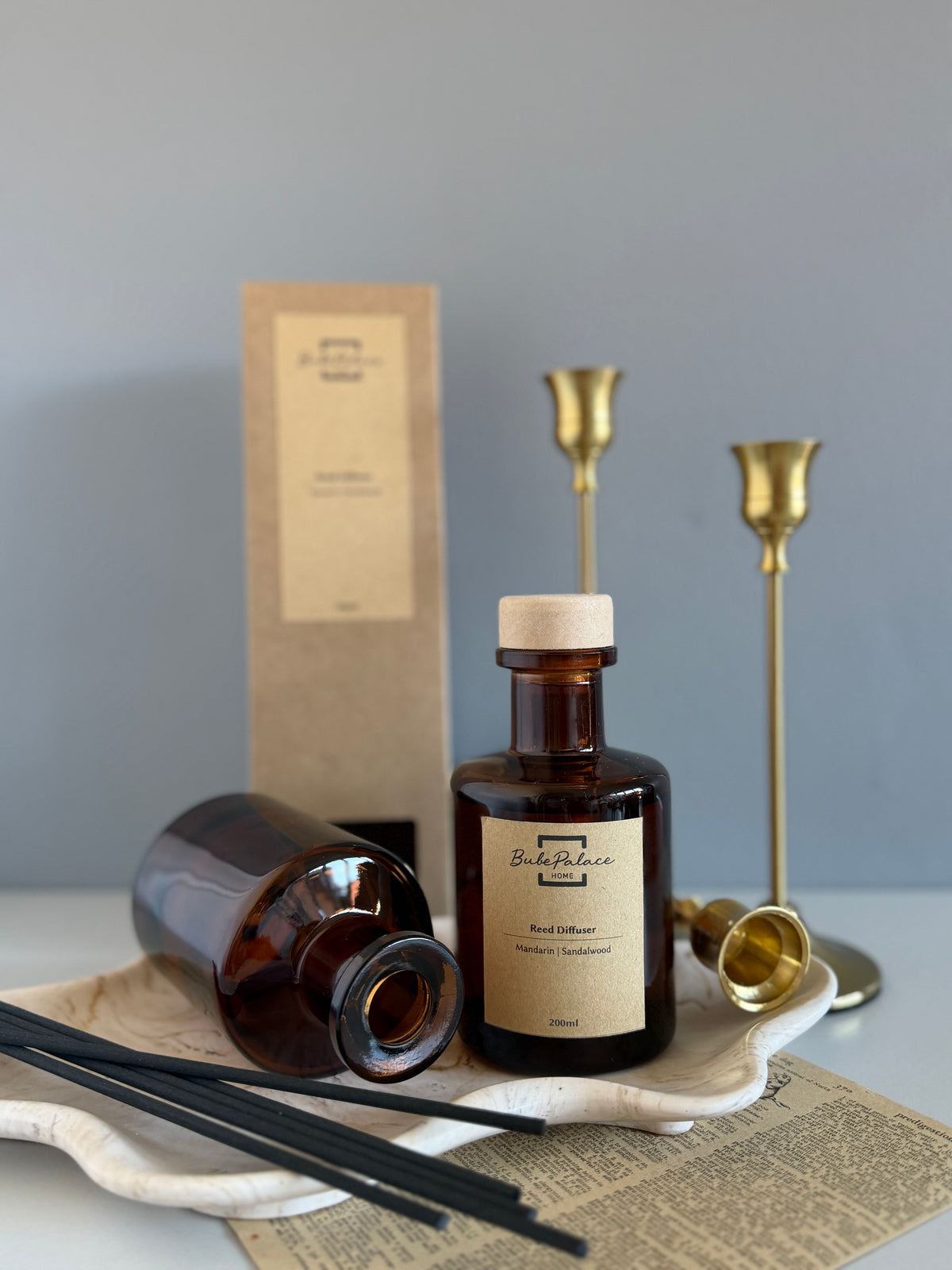 Highly scented luxury reed diffuser with amber bottle | 200ml