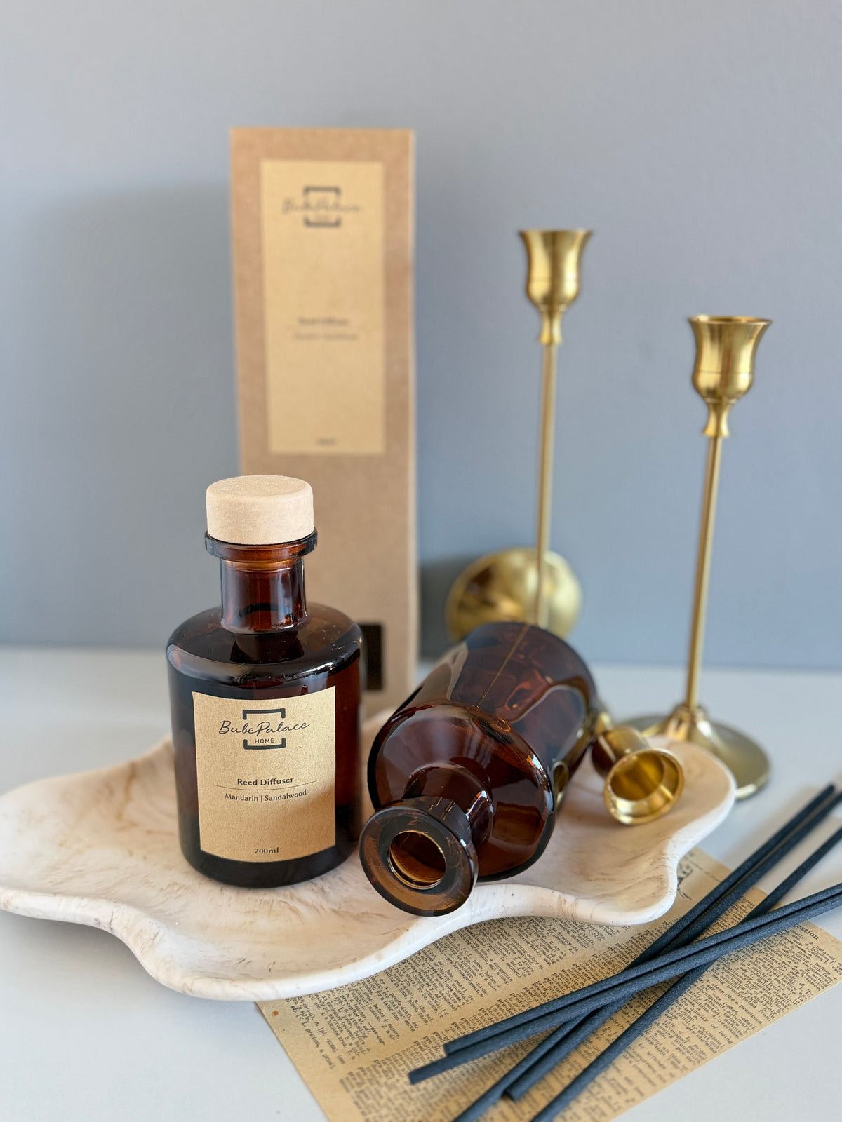 Highly scented luxury reed diffuser with amber bottle | 200ml