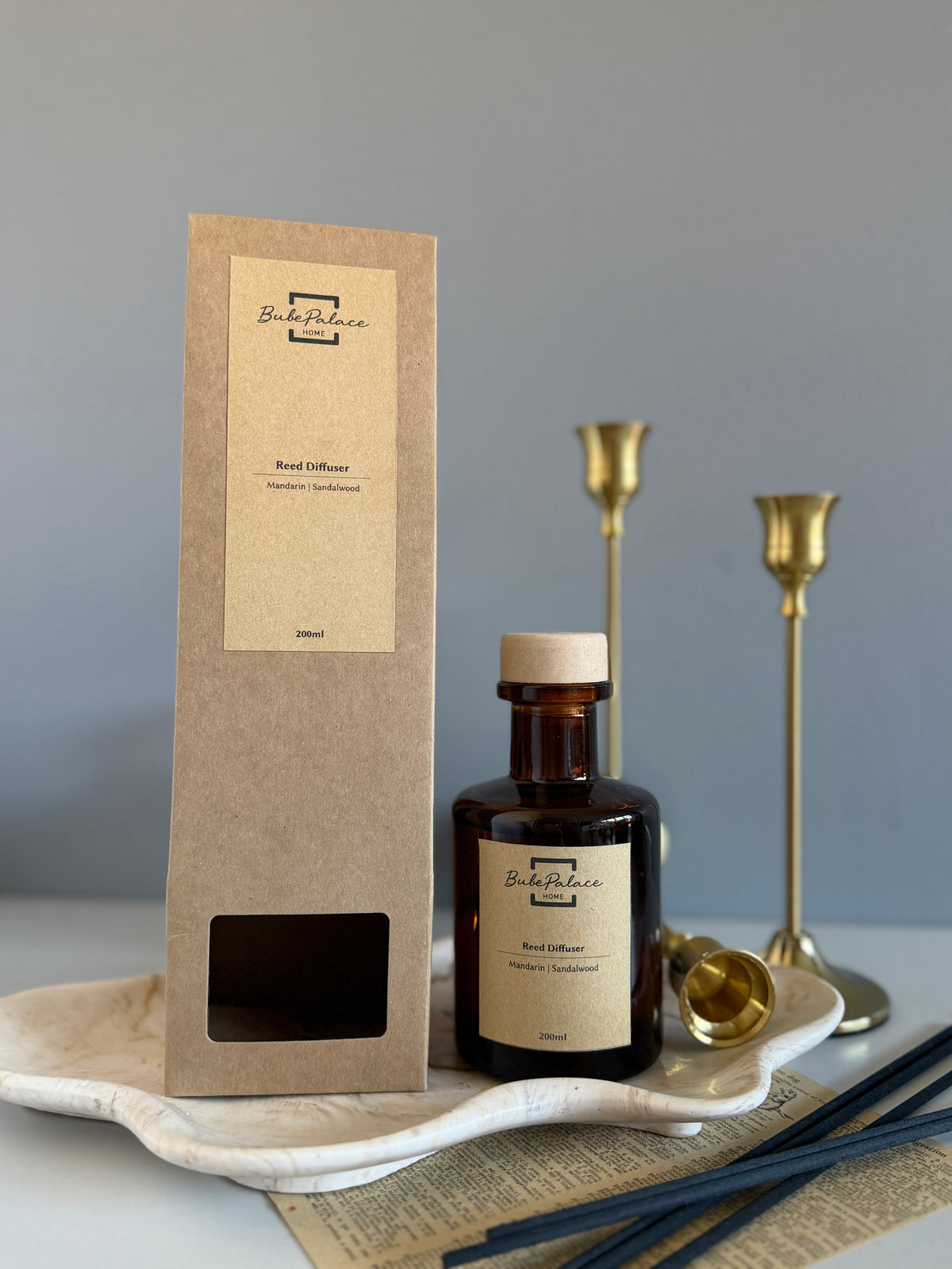Highly scented luxury reed diffuser with amber bottle | 200ml