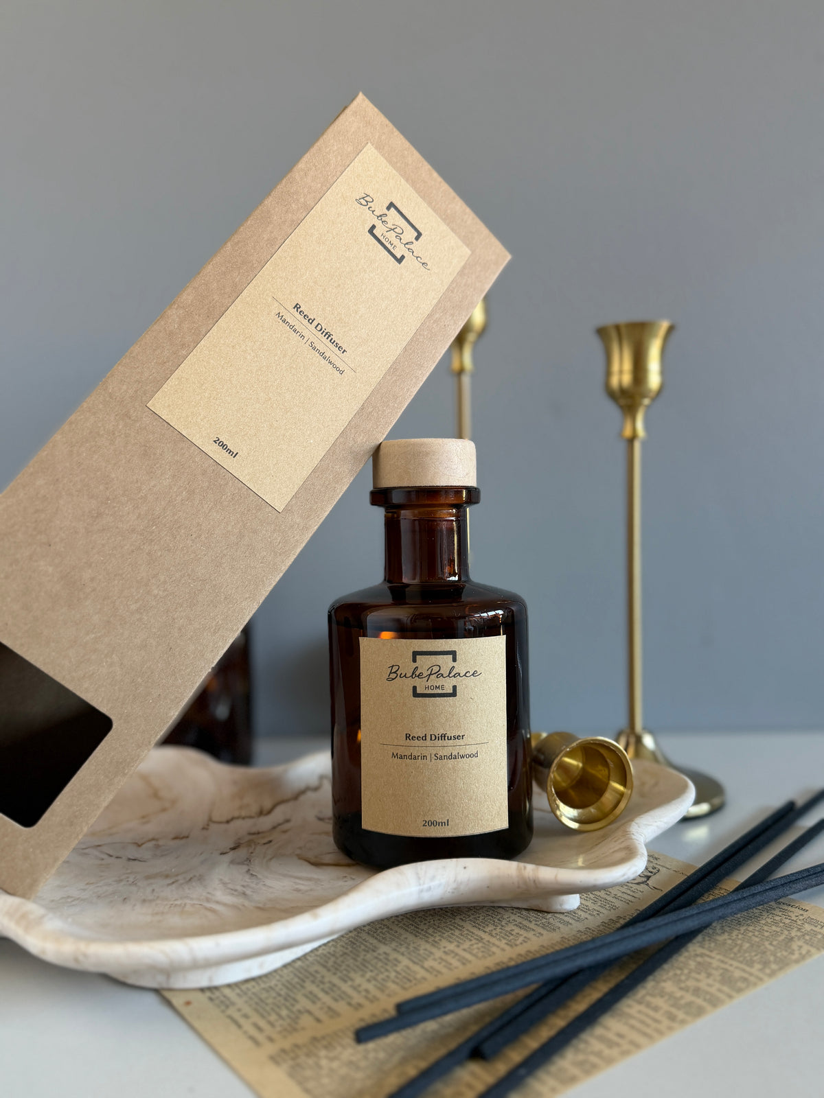 Highly scented luxury reed diffuser with amber bottle | 200ml
