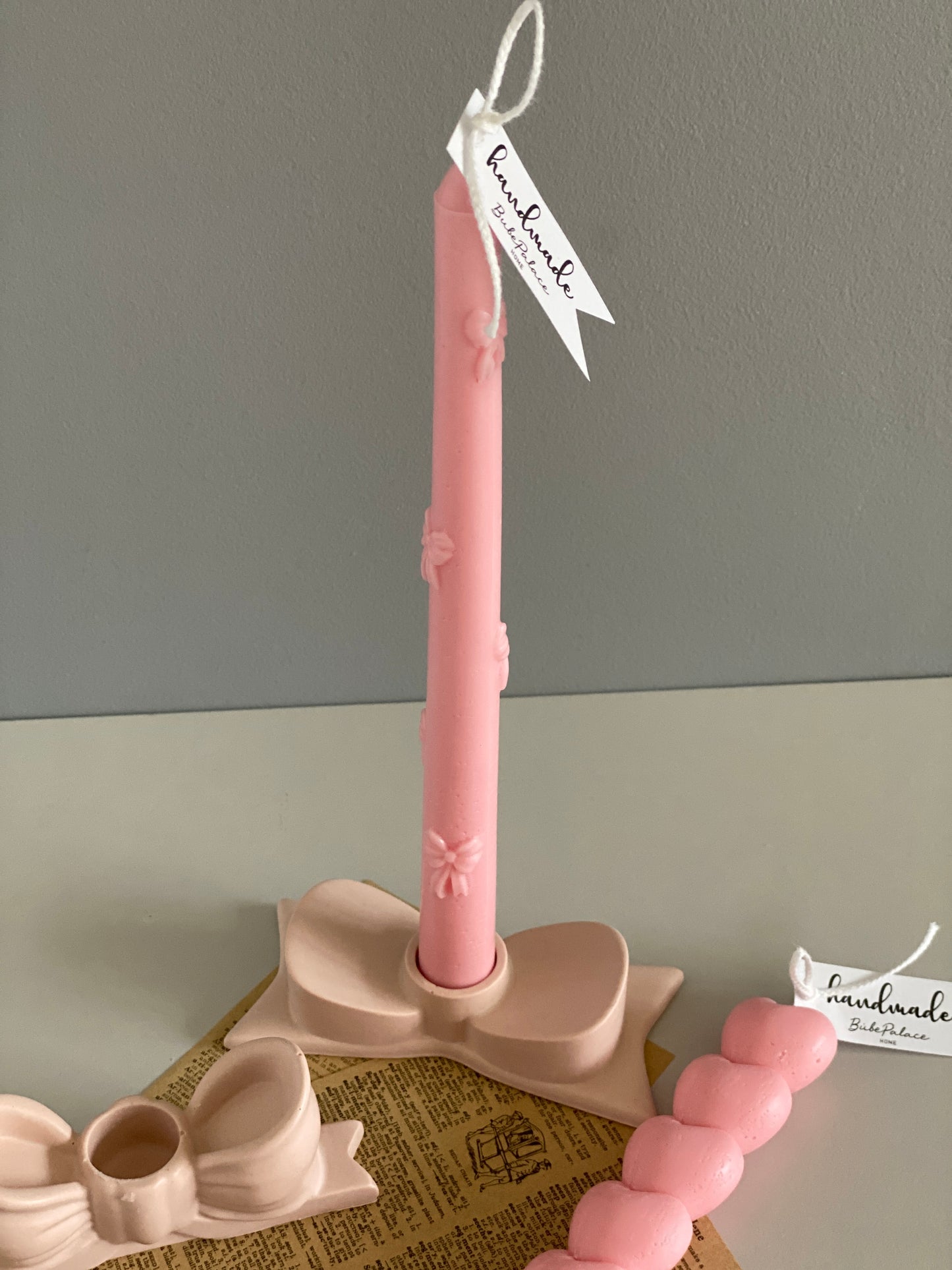 Handpoured Bow Taper Candles - Set of 2