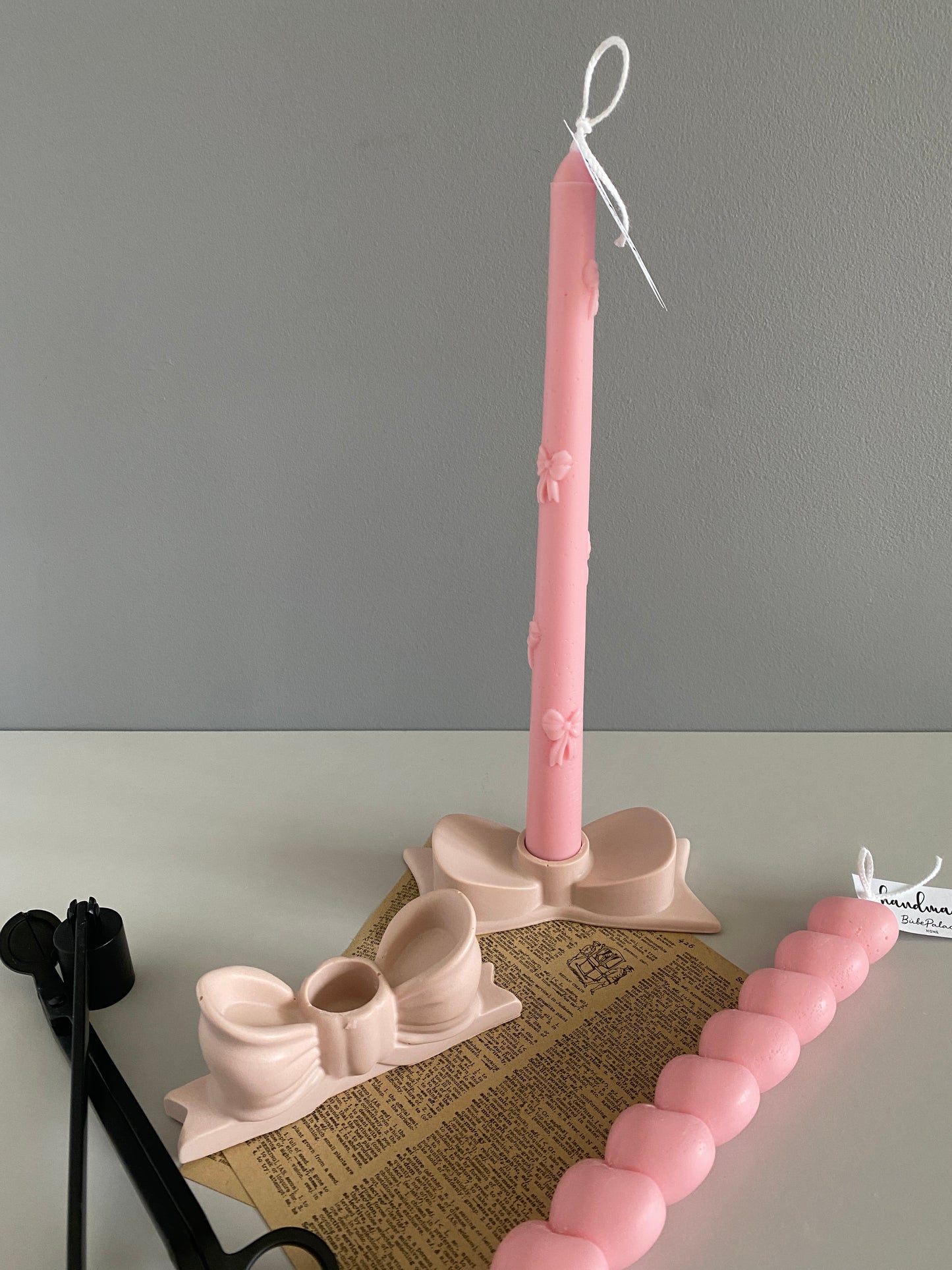 Handpoured Bow Taper Candles - Set of 2