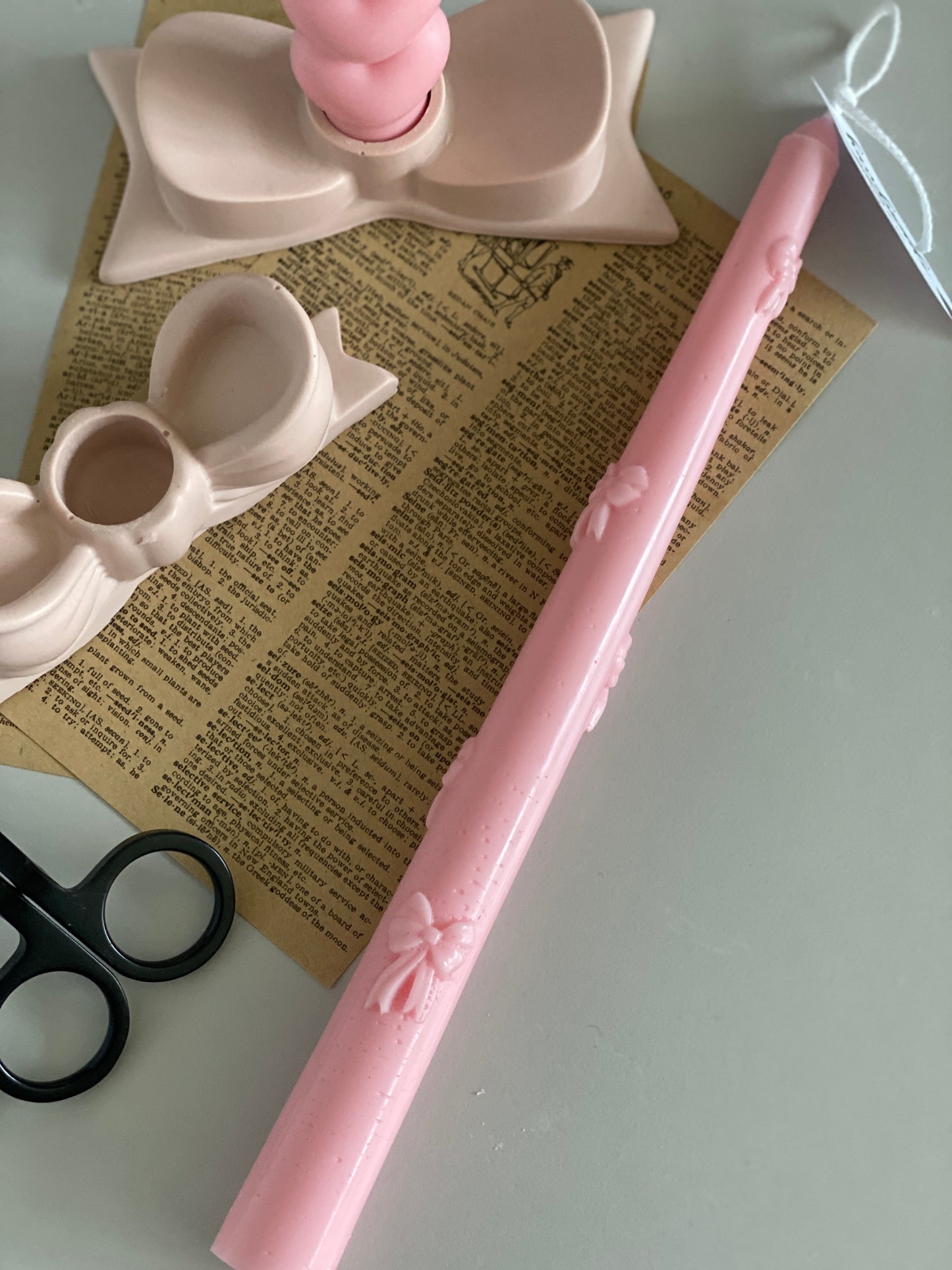 Handpoured Bow Taper Candles - Set of 2