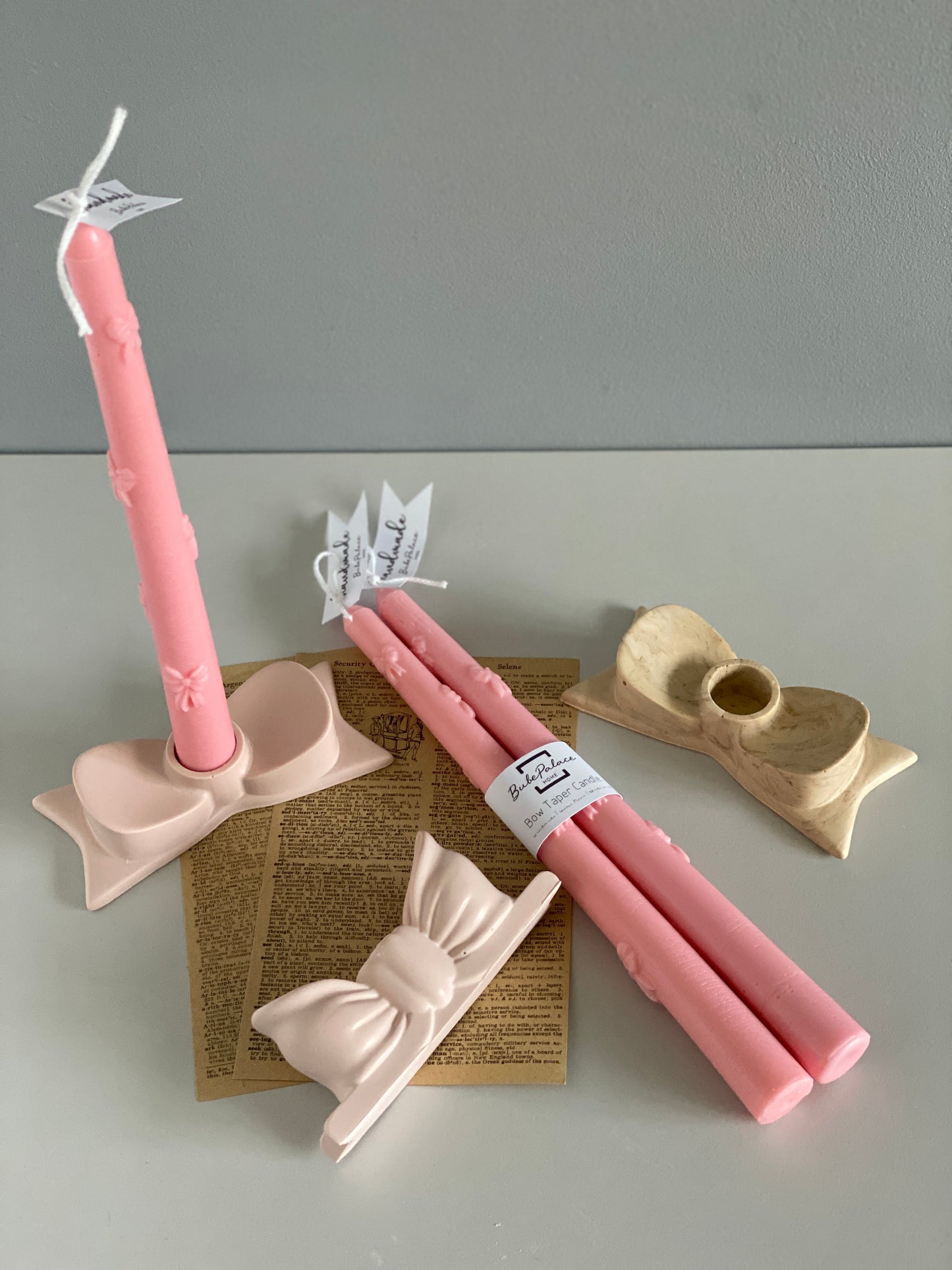 Handpoured Bow Taper Candles - Set of 2