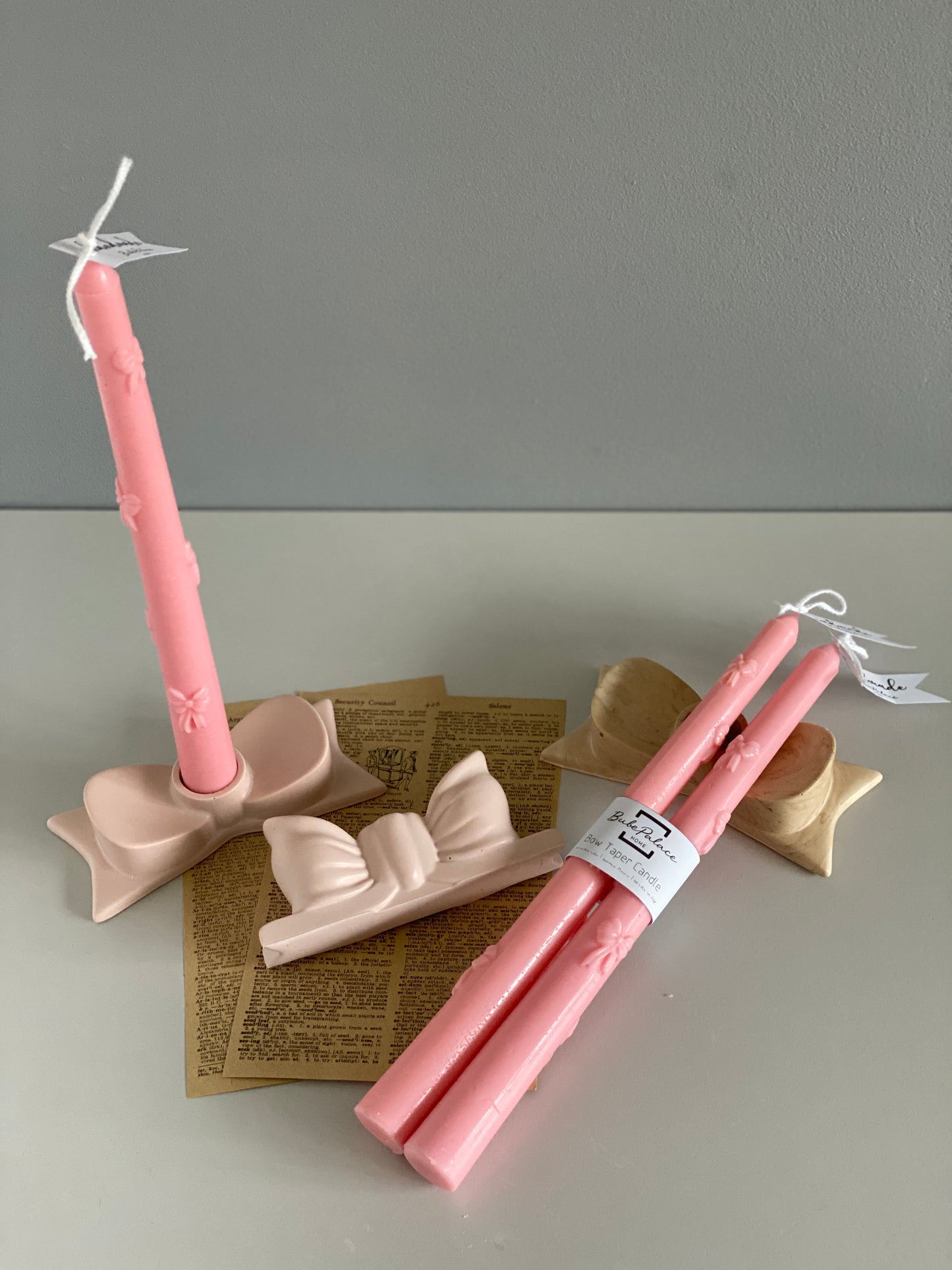 Handpoured Bow Taper Candles - Set of 2